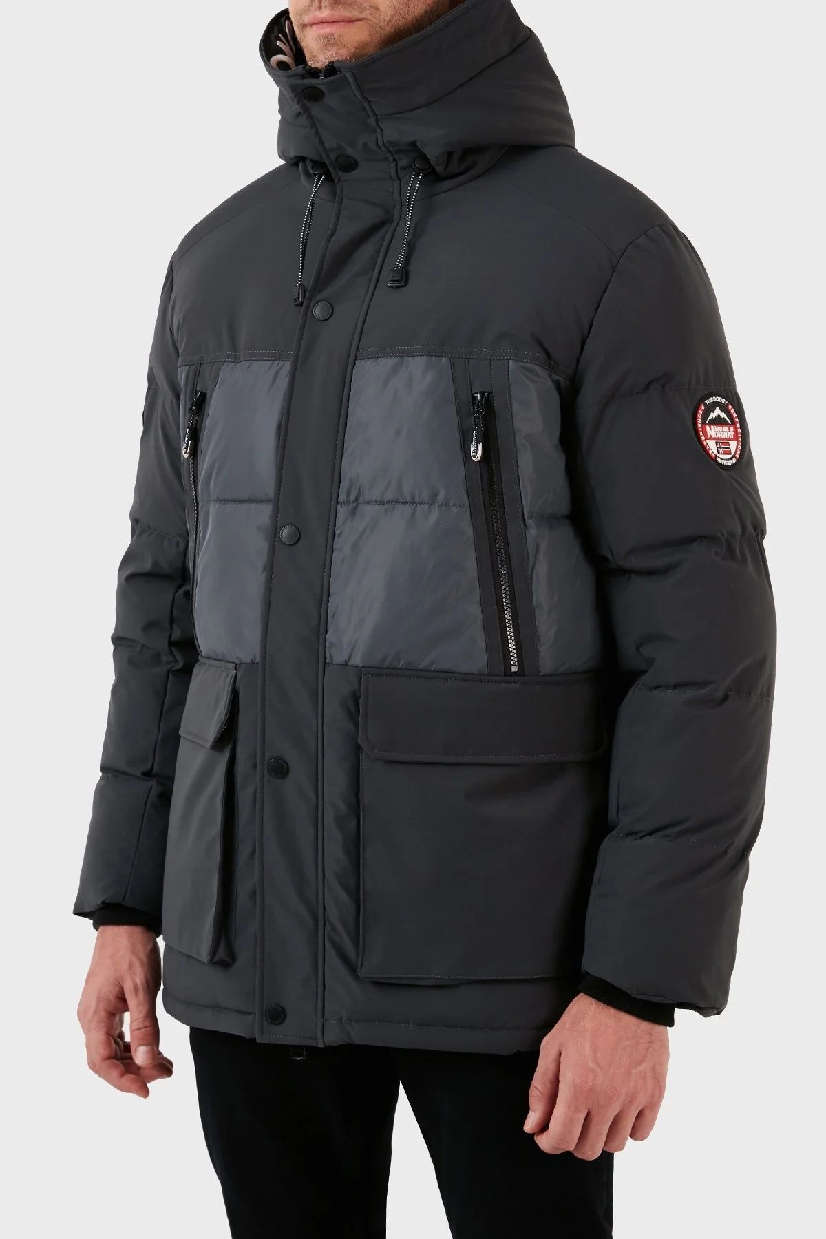 Norway Geographical Su ve Rüzgar Geçirmez Kapüşonlu Outdoor Erkek Parka ALEGROU KOYU GRİ - 6