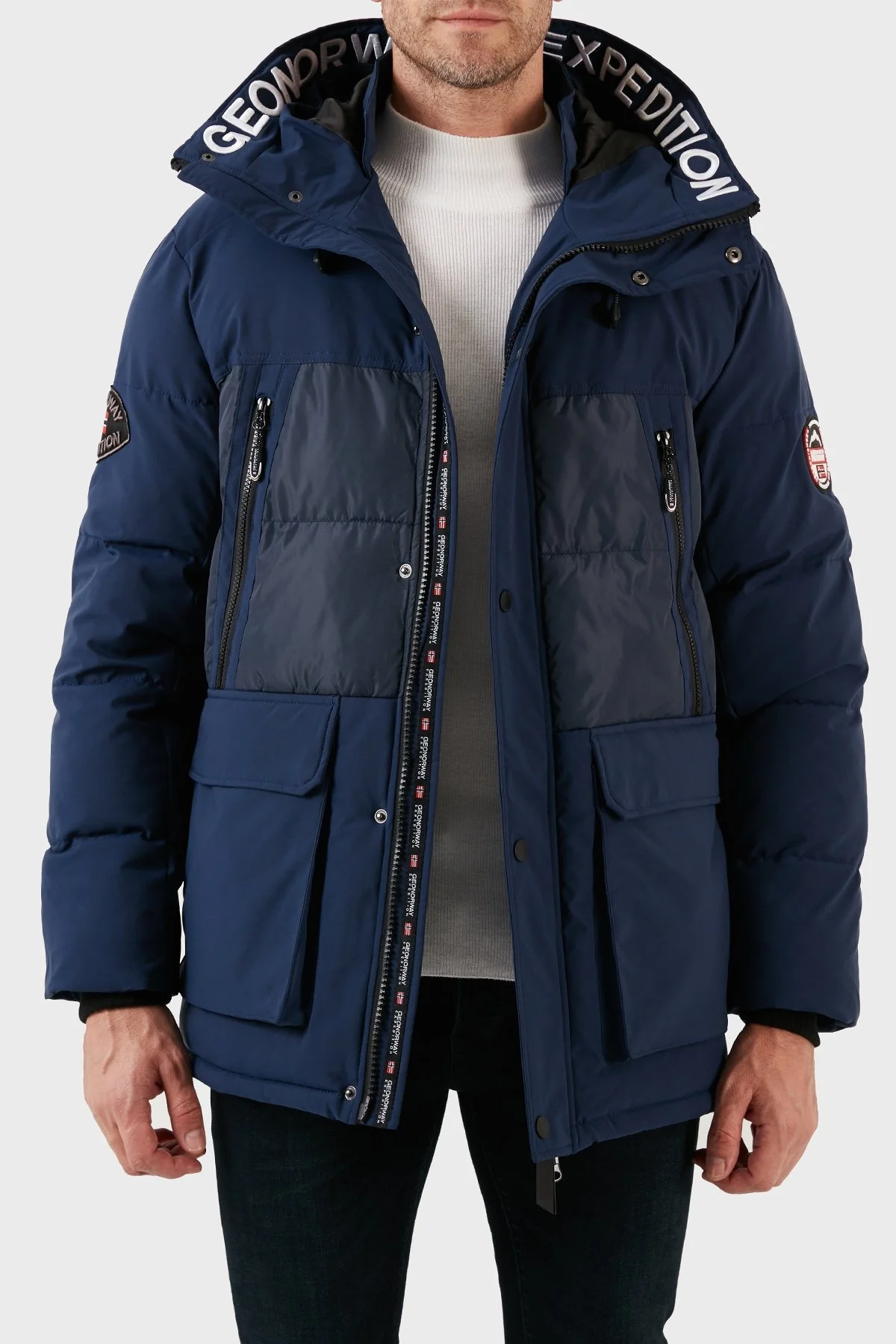 Norway Geographical Su ve Rüzgar Geçirmez Kapüşonlu Outdoor Erkek Parka ALEGROU LACİVERT - 4