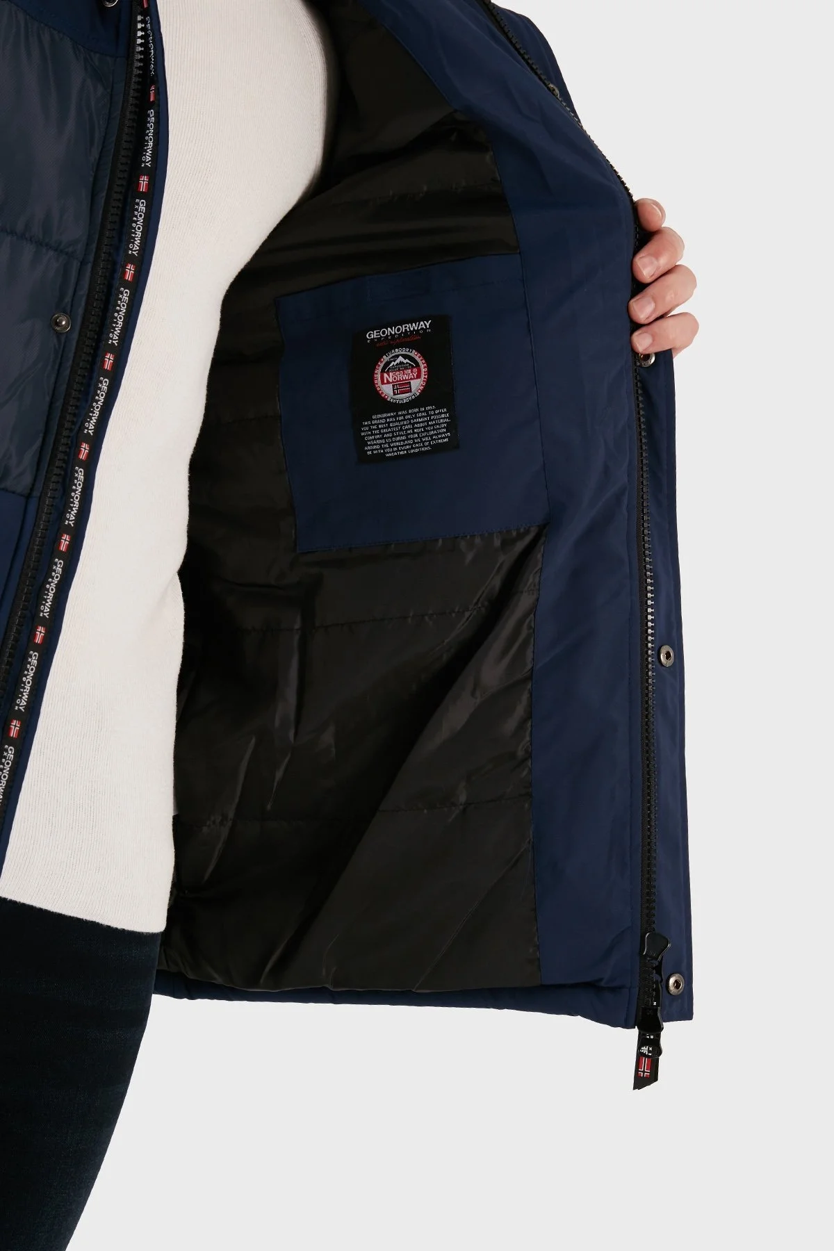 Norway Geographical Su ve Rüzgar Geçirmez Kapüşonlu Outdoor Erkek Parka ALEGROU LACİVERT - 5