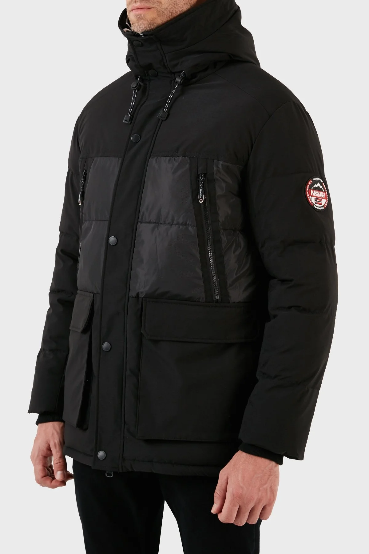 Norway Geographical Su ve Rüzgar Geçirmez Kapüşonlu Outdoor Erkek Parka ALEGROU SİYAH - 3