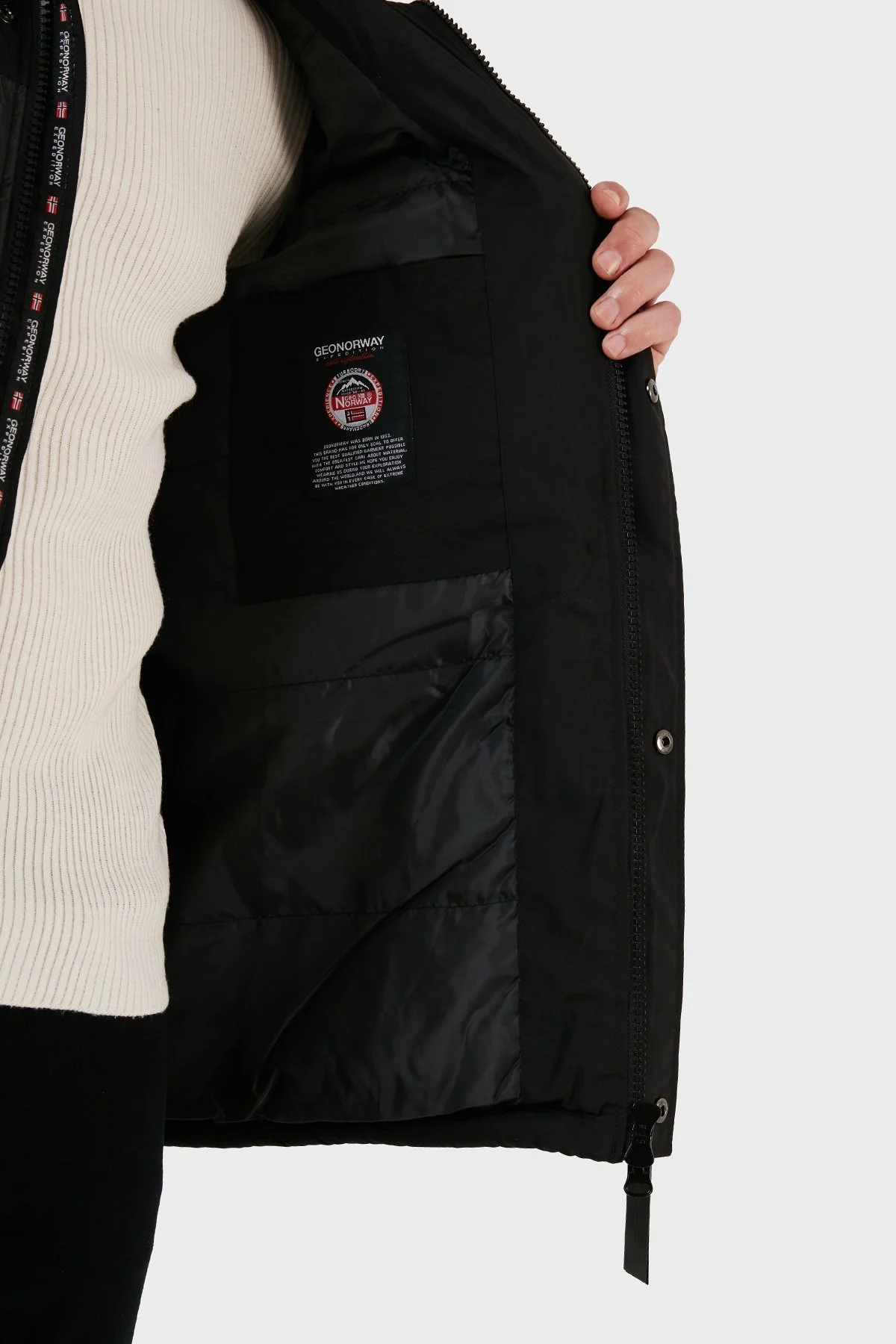 Norway Geographical Su ve Rüzgar Geçirmez Kapüşonlu Outdoor Erkek Parka ALEGROU SİYAH - 5