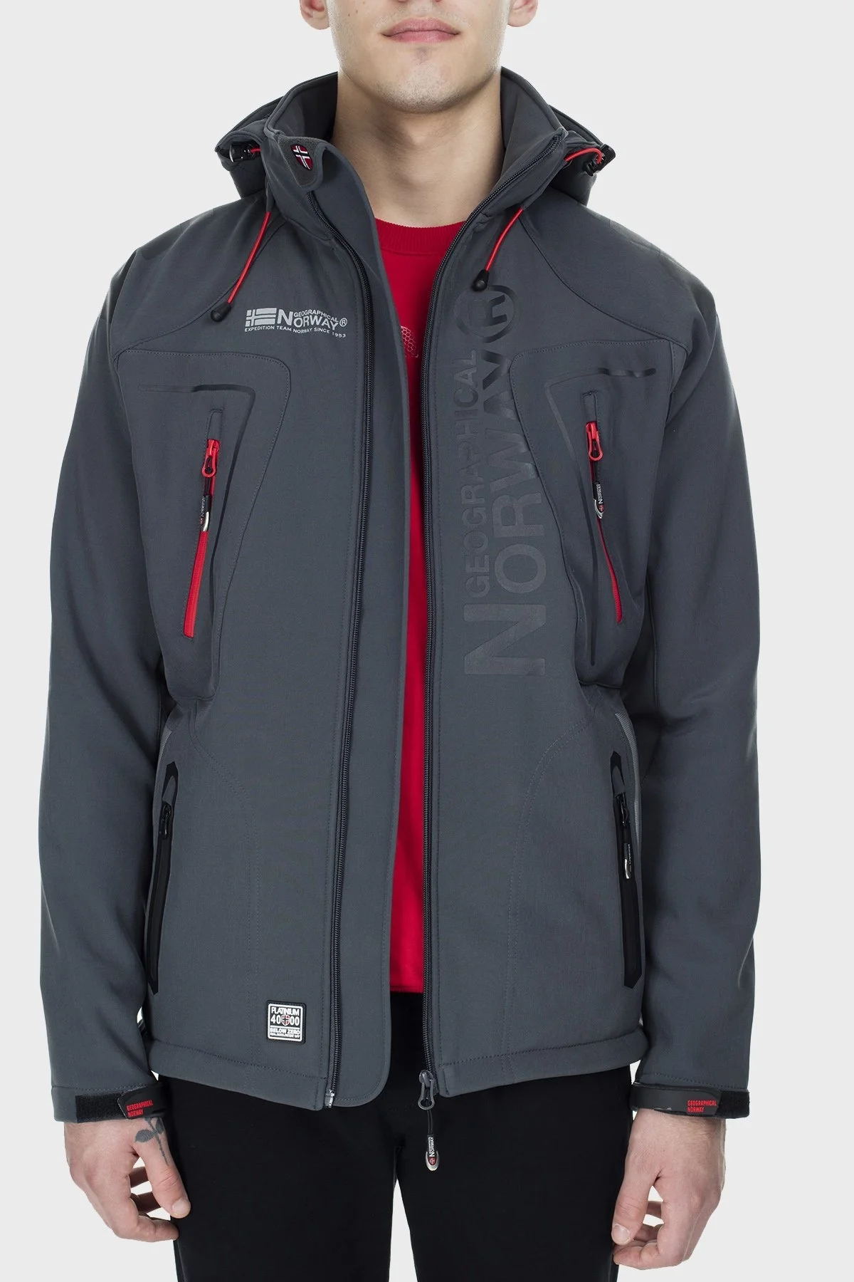 Norway Geographical Su ve Rüzgar Geçirmez Outdoor Erkek Mont TECHNO056 KOYU GRİ - 5