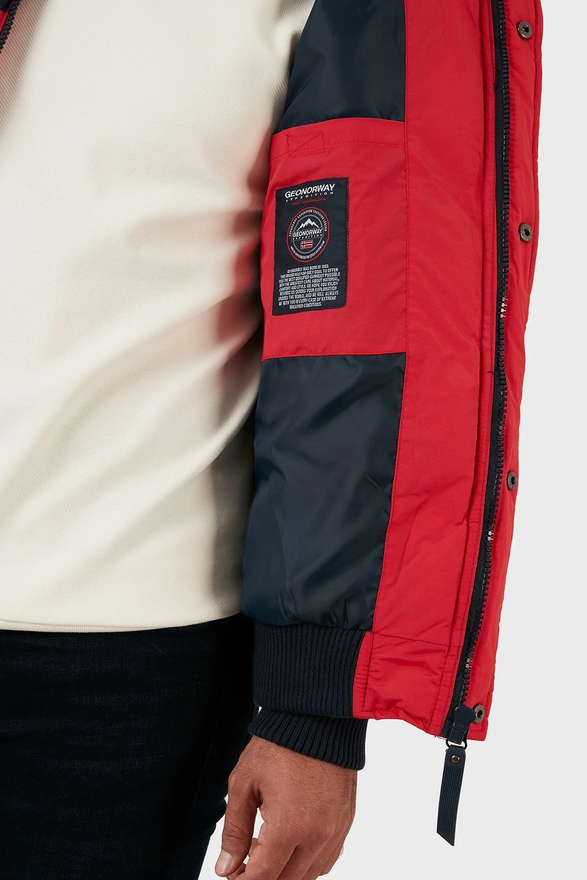 Norway Geographical Suya Dayanıklı Çıkarılabilir Kapüşonlu Şişme Erkek Mont VOLVA KIRMIZI - 5