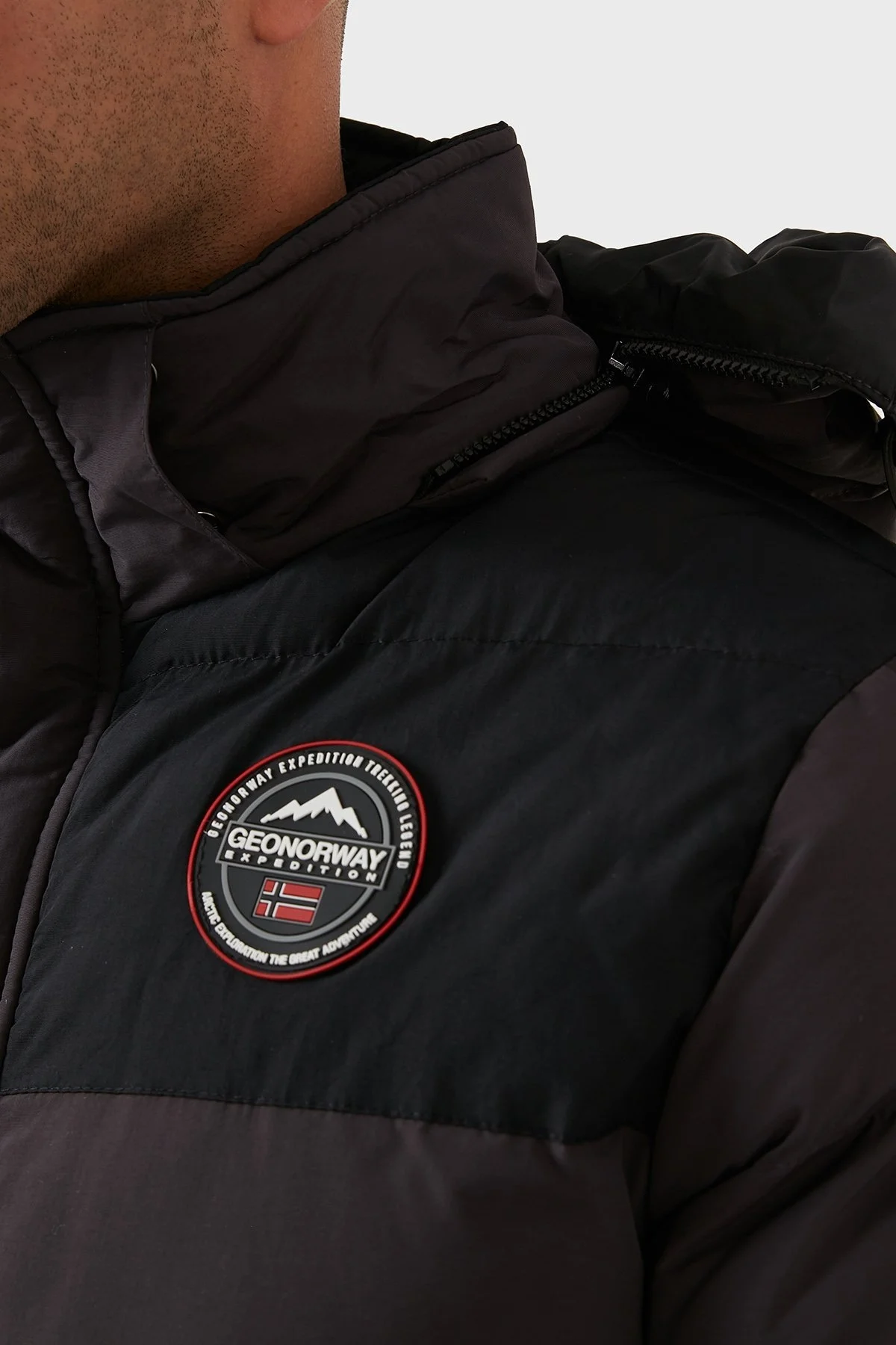 Norway Geographical Suya Dayanıklı Çıkarılabilir Kapüşonlu Şişme Erkek Mont VOLVA KOYU GRİ - 13