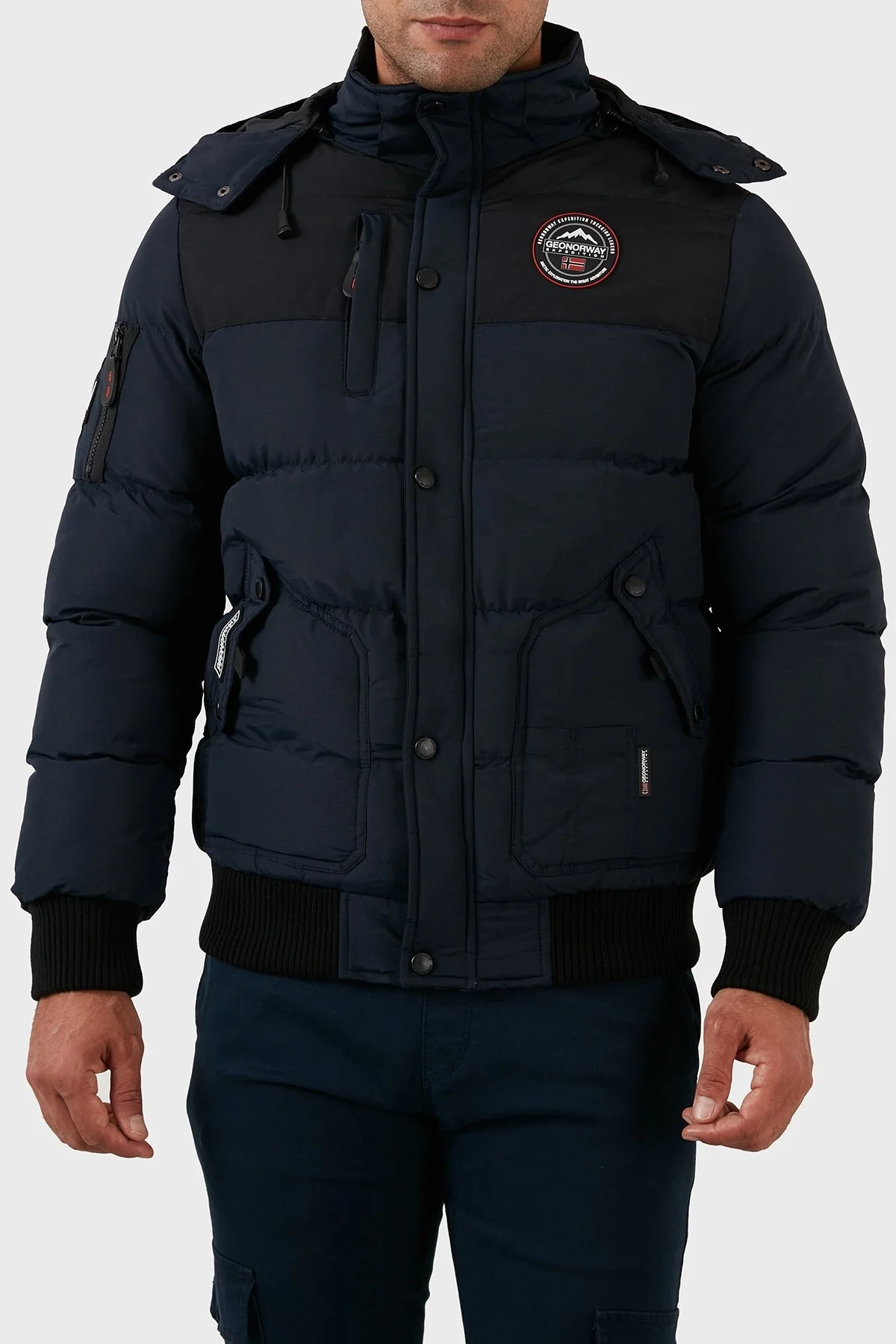 Norway Geographical Suya Dayanıklı Çıkarılabilir Kapüşonlu Şişme Erkek Mont VOLVA LACİVERT - 1