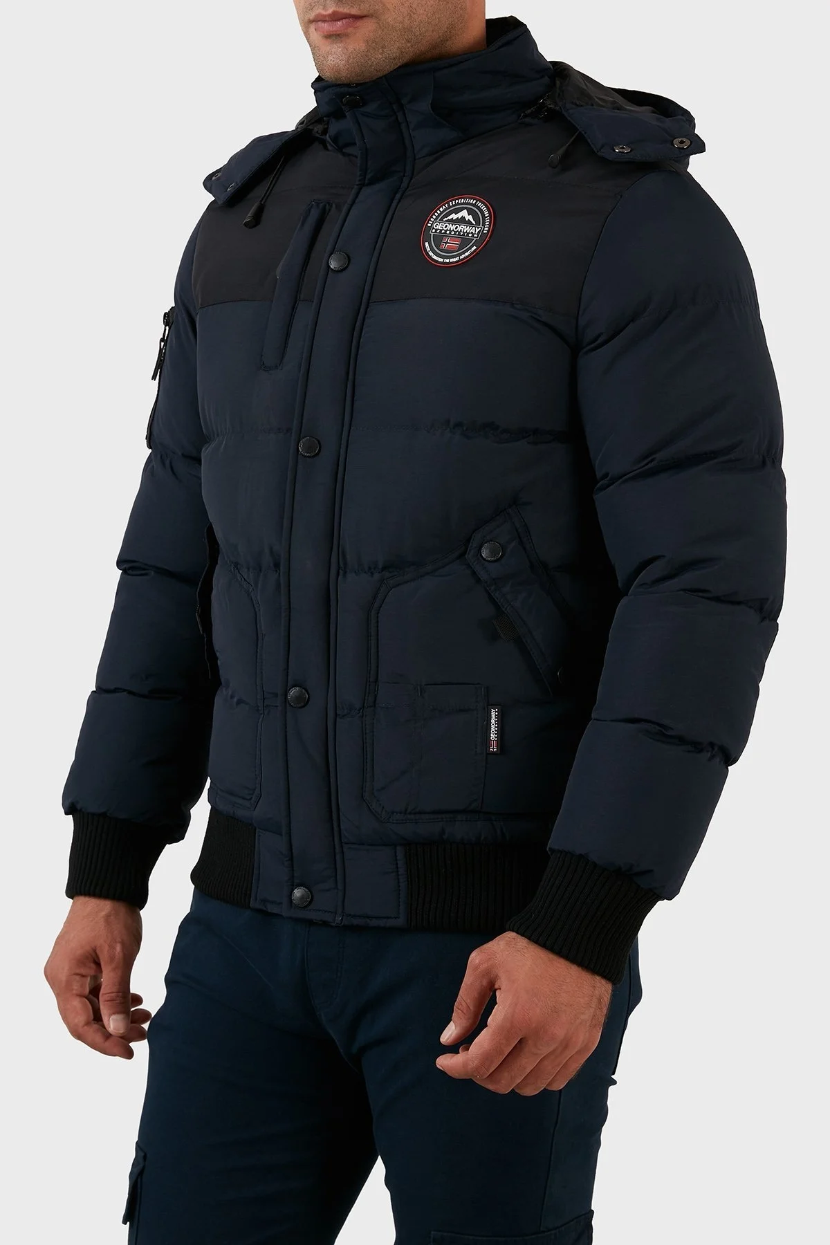 Norway Geographical Suya Dayanıklı Çıkarılabilir Kapüşonlu Şişme Erkek Mont VOLVA LACİVERT - 2