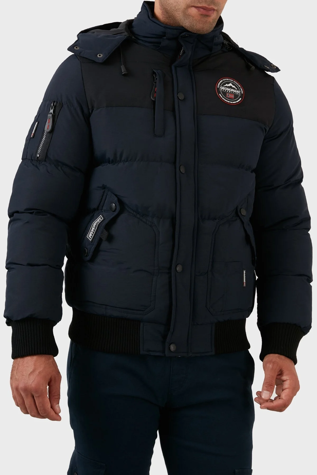 Norway Geographical Suya Dayanıklı Çıkarılabilir Kapüşonlu Şişme Erkek Mont VOLVA LACİVERT - 3