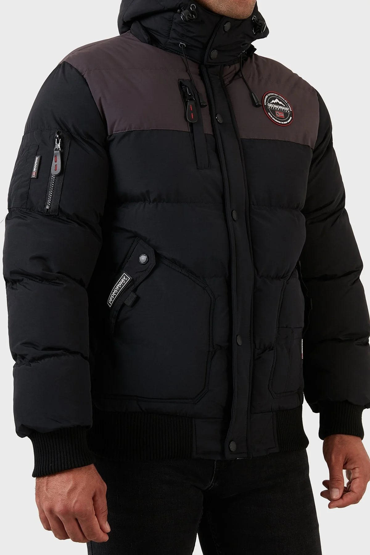 Norway Geographical Suya Dayanıklı Çıkarılabilir Kapüşonlu Şişme Erkek Mont VOLVA SİYAH - 9