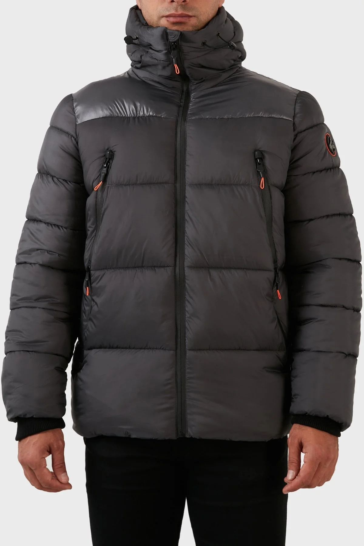 Norway Geographical Suya ve Rüzgara Dayanıklı Kapüşonlu Şişme Erkek Mont BAYOU KOYU GRİ - 1