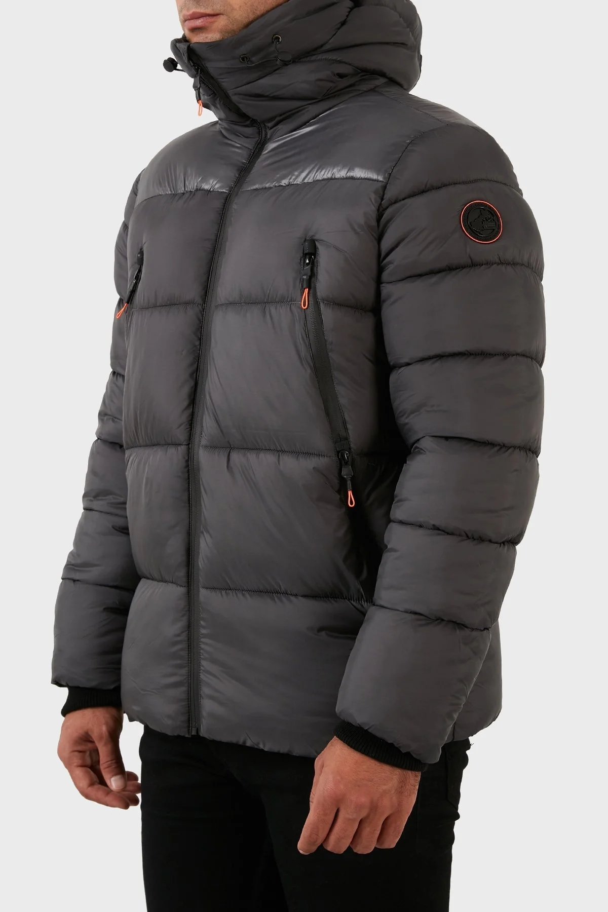 Norway Geographical Suya ve Rüzgara Dayanıklı Kapüşonlu Şişme Erkek Mont BAYOU KOYU GRİ - 2