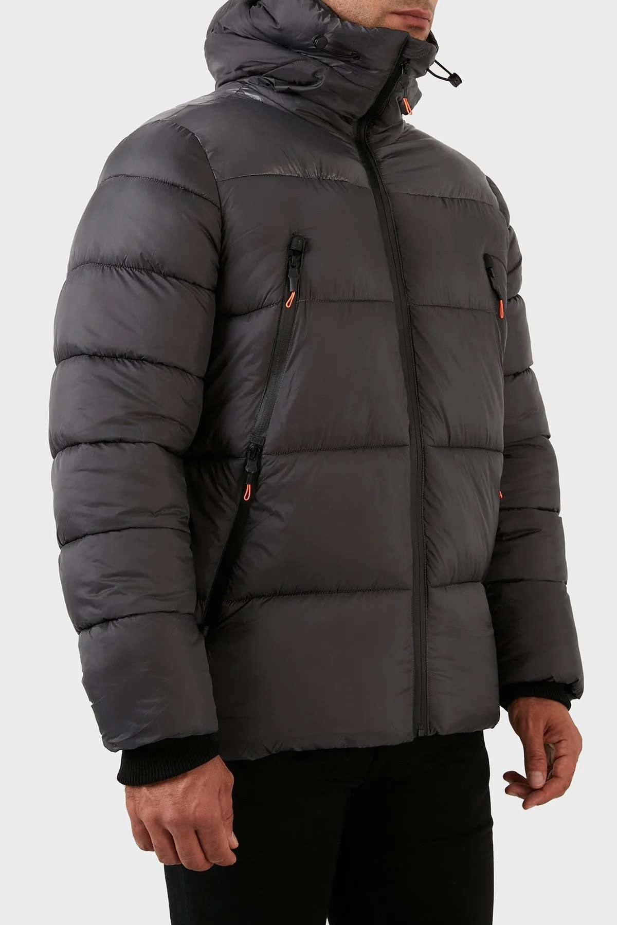 Norway Geographical Suya ve Rüzgara Dayanıklı Kapüşonlu Şişme Erkek Mont BAYOU KOYU GRİ - 3