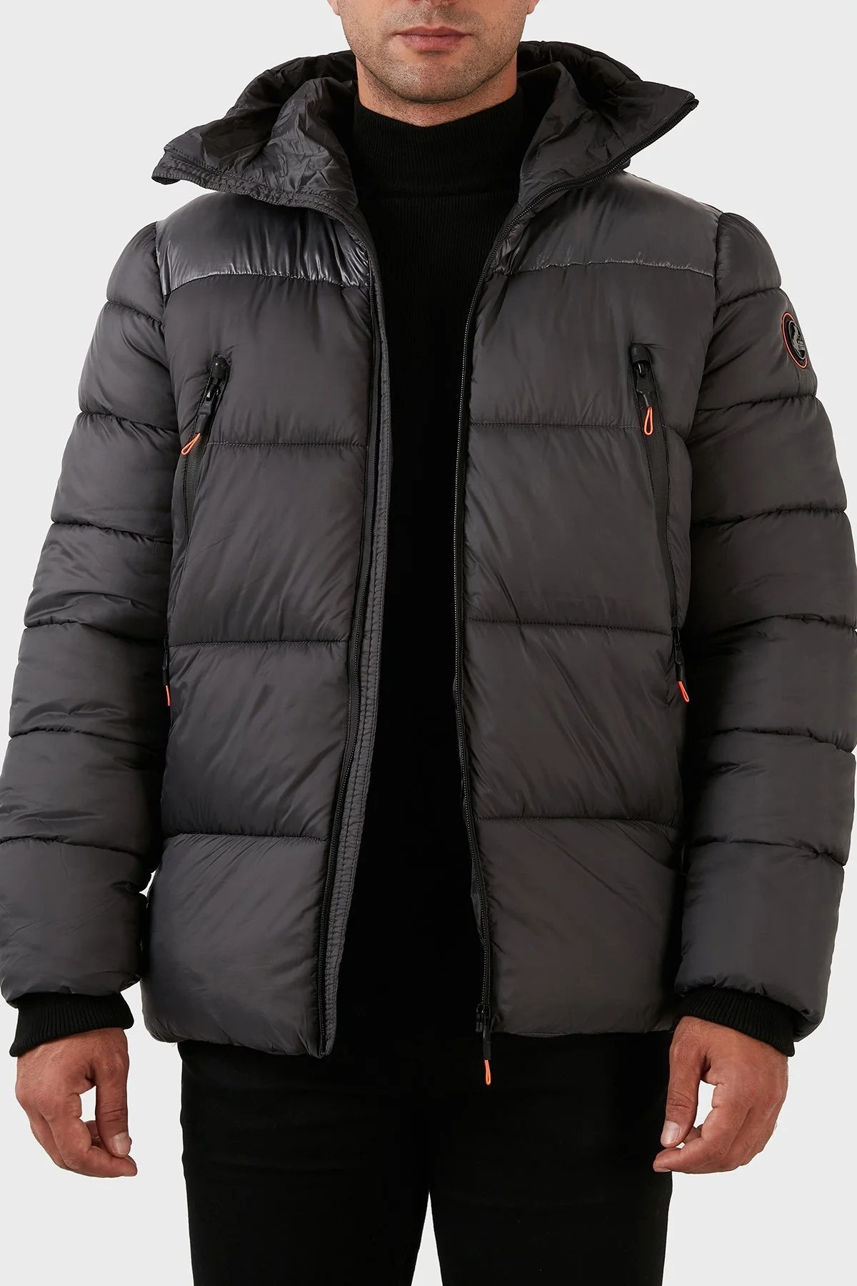 Norway Geographical Suya ve Rüzgara Dayanıklı Kapüşonlu Şişme Erkek Mont BAYOU KOYU GRİ - 4