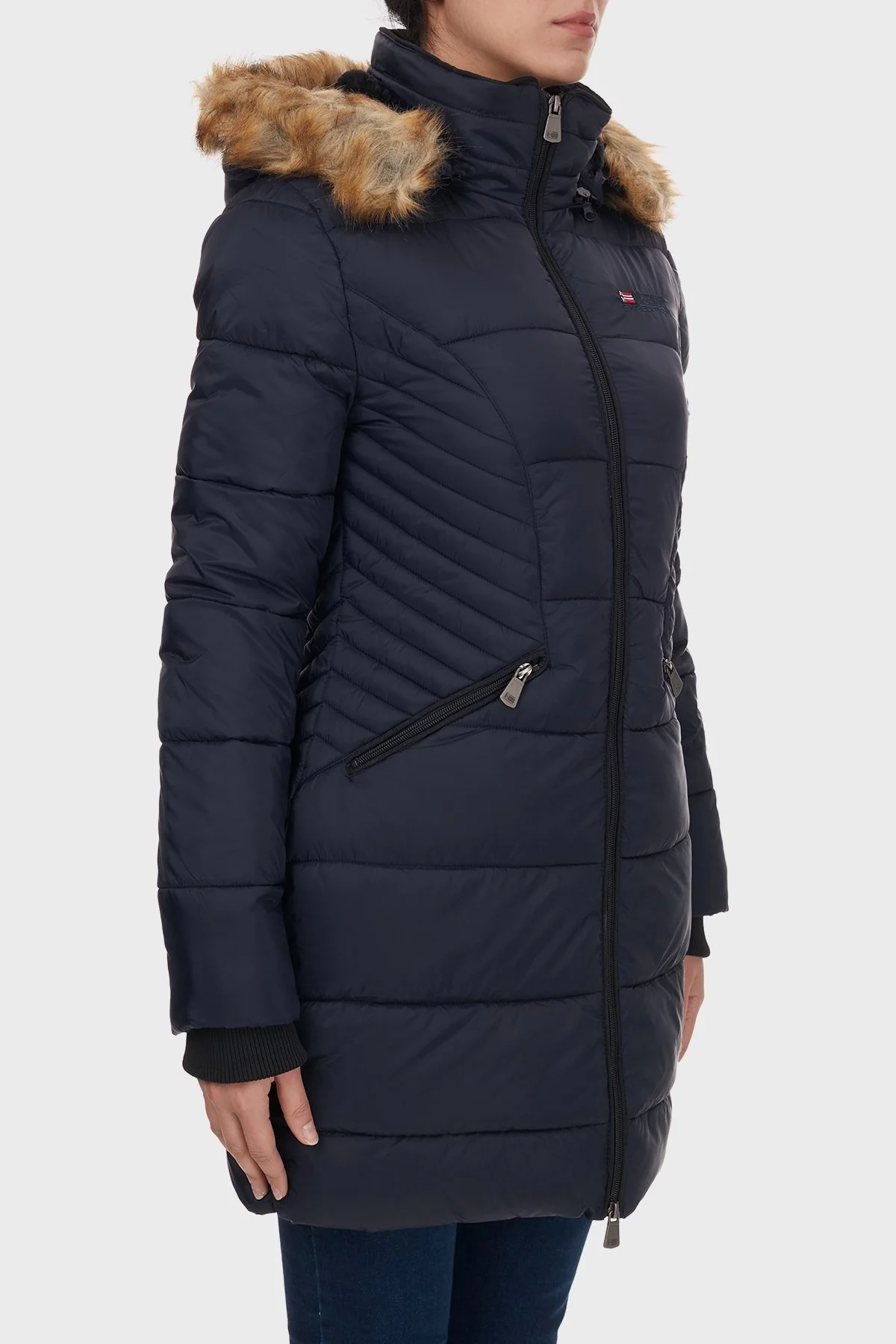 Norway Geographical Suya ve Soğuğa Dayanıklı Kapüşonlu Bayan Parka ABEILLE LACİVERT - 3