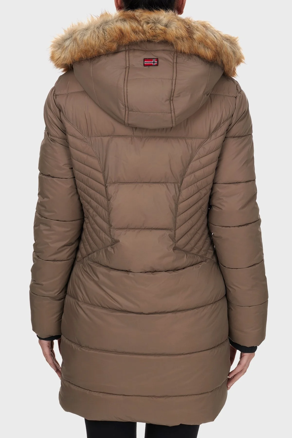 Norway Geographical Suya ve Soğuğa Dayanıklı Kapüşonlu Bayan Parka ABEILLE VİZON - 6