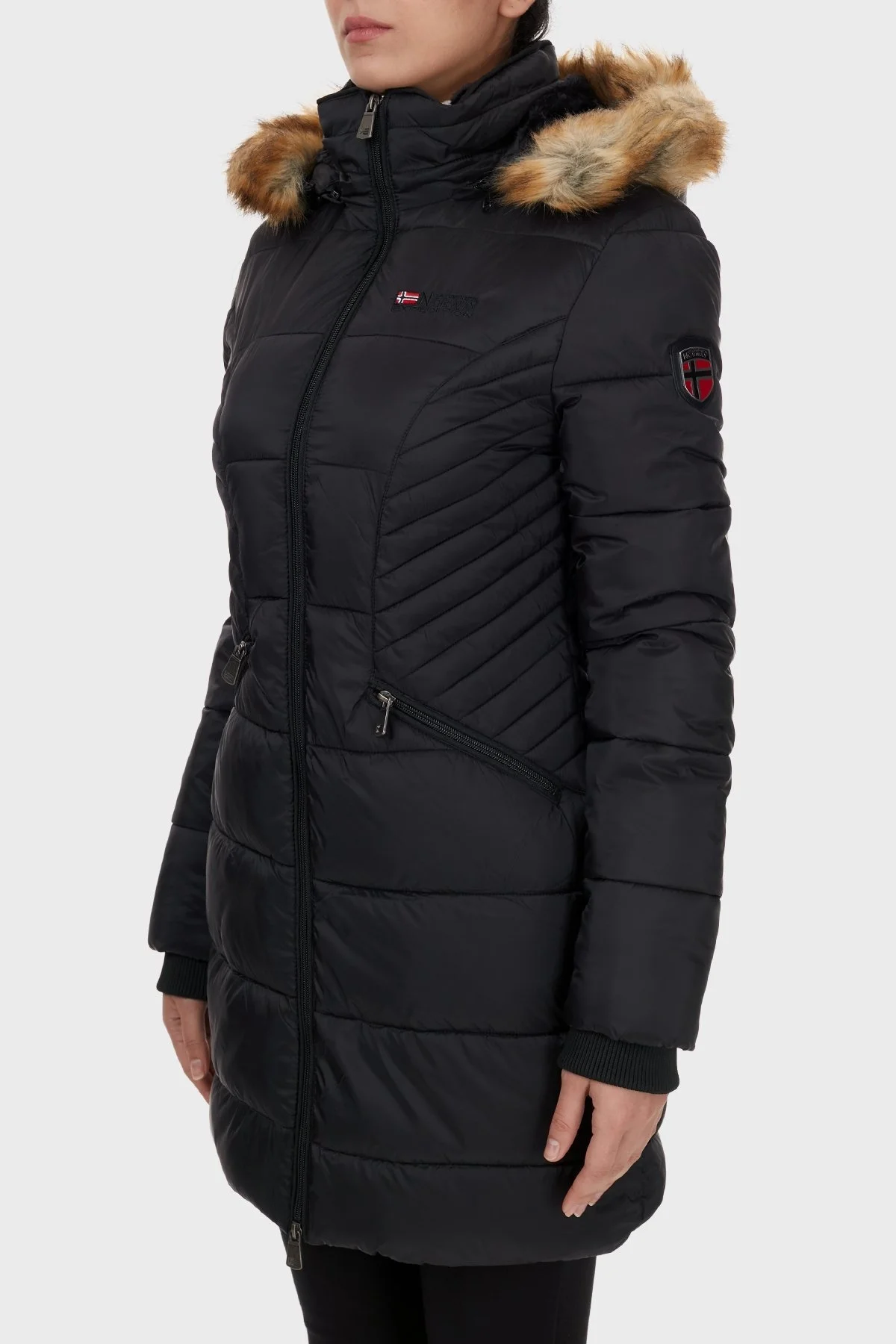 Norway Geographical Suya ve Soğuğa Dayanıklı Kapüşonlu Bayan Parka ABEILLE SİYAH - 9