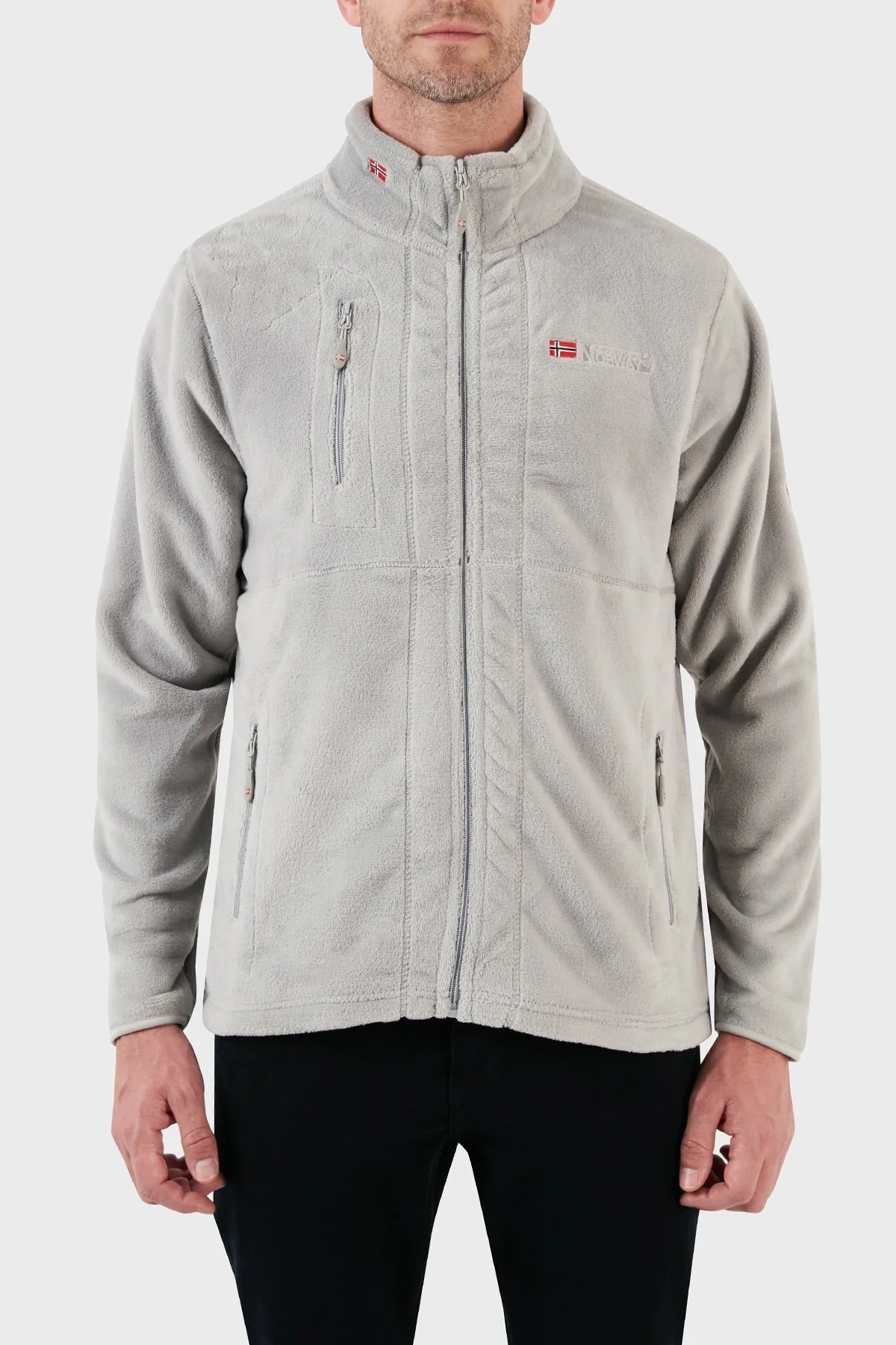 Norway Geographical Yumuşak Dokulu Soğuğa Dayanıklı Fermuarlı Outdoor Erkek Polar UPLOAD AÇIK GRİ - 6