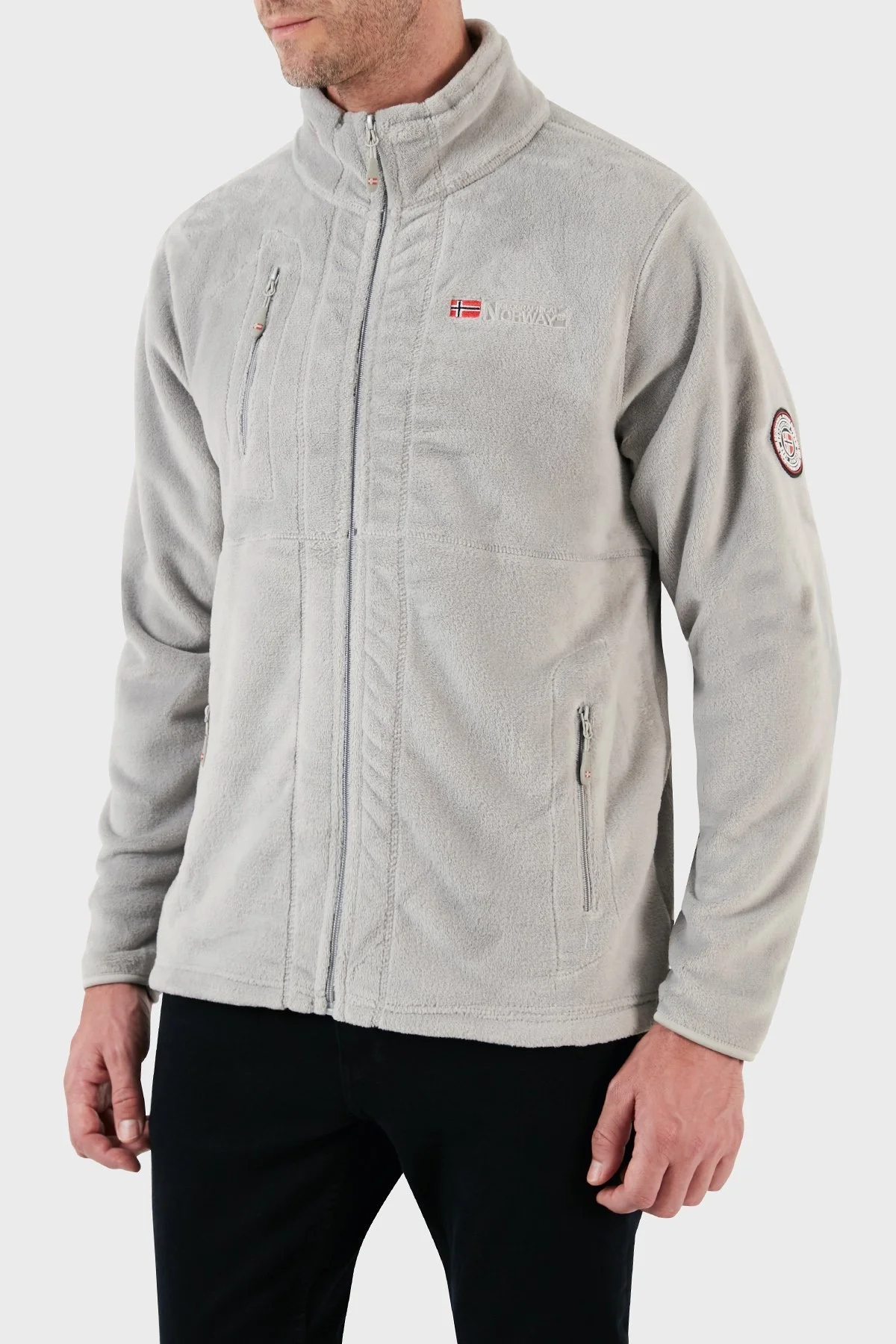 Norway Geographical Yumuşak Dokulu Soğuğa Dayanıklı Fermuarlı Outdoor Erkek Polar UPLOAD AÇIK GRİ - 7