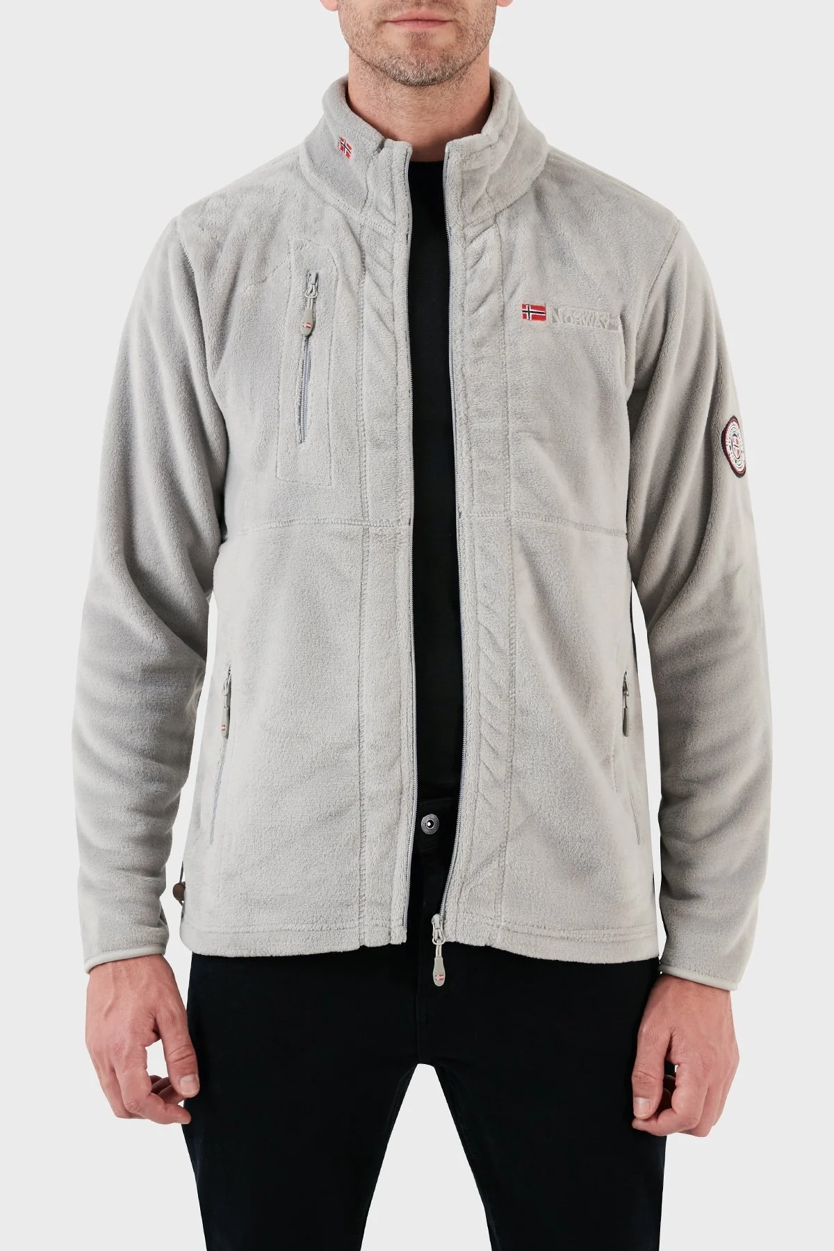 Norway Geographical Yumuşak Dokulu Soğuğa Dayanıklı Fermuarlı Outdoor Erkek Polar UPLOAD AÇIK GRİ - 9