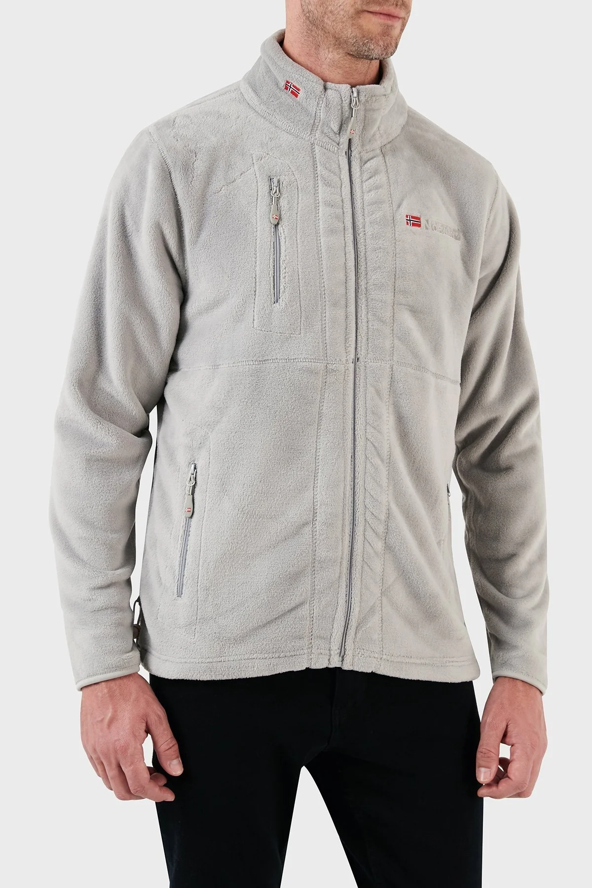 Norway Geographical Yumuşak Dokulu Soğuğa Dayanıklı Fermuarlı Outdoor Erkek Polar UPLOAD AÇIK GRİ - 10