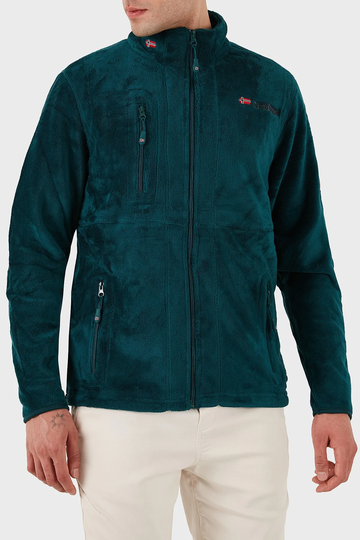 Norway Geographical Yumuşak Dokulu Soğuğa Dayanıklı Fermuarlı Outdoor Erkek Polar UPLOAD YEŞİL - 2