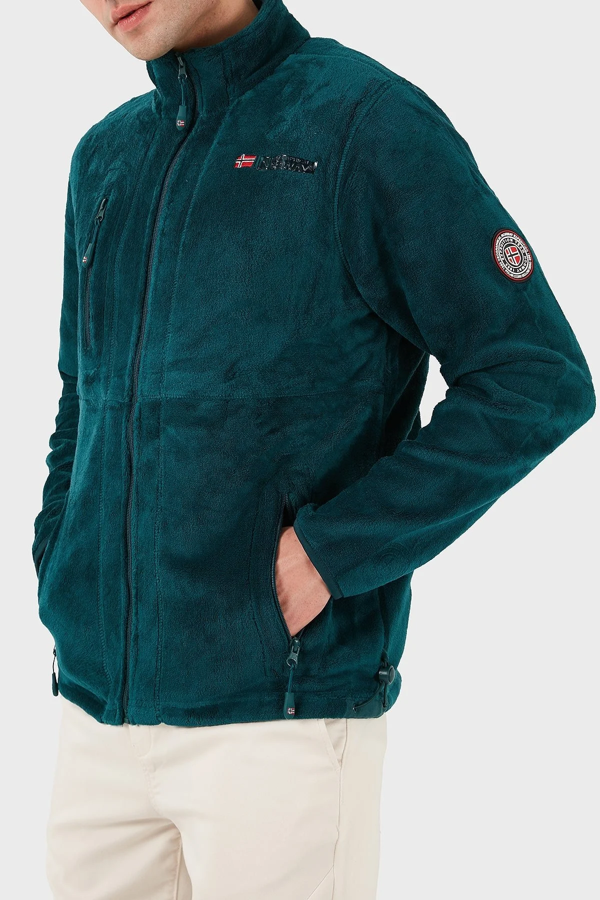 Norway Geographical Yumuşak Dokulu Soğuğa Dayanıklı Fermuarlı Outdoor Erkek Polar UPLOAD YEŞİL - 3