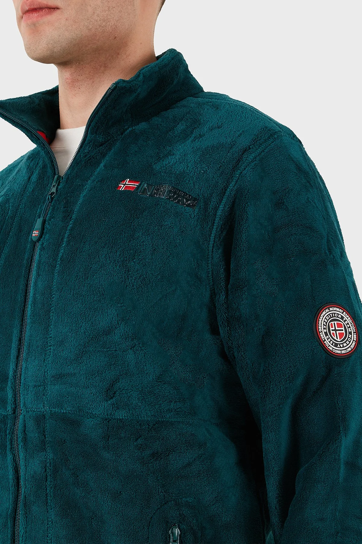 Norway Geographical Yumuşak Dokulu Soğuğa Dayanıklı Fermuarlı Outdoor Erkek Polar UPLOAD YEŞİL - 5