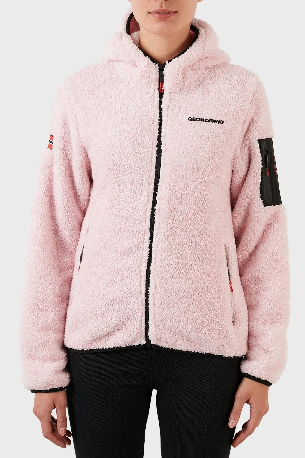 Norway Geographical Yumuşak Dokulu Soğuğa Dayanıklı Kapüşonlu Bayan Polar ULEBA PEMBE - 1