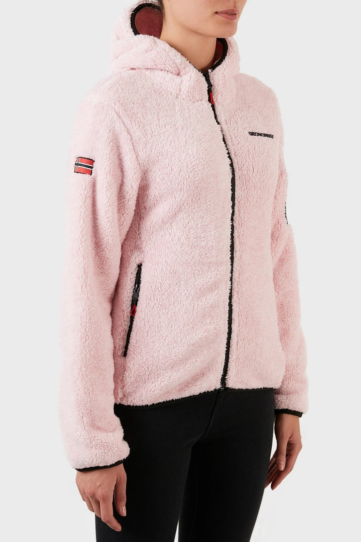 Norway Geographical Yumuşak Dokulu Soğuğa Dayanıklı Kapüşonlu Bayan Polar ULEBA PEMBE - 2