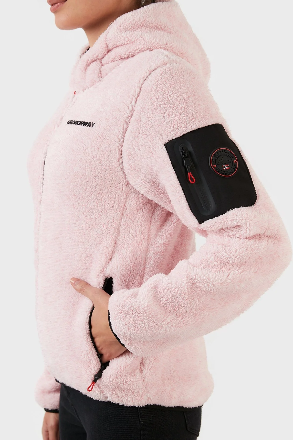 Norway Geographical Yumuşak Dokulu Soğuğa Dayanıklı Kapüşonlu Bayan Polar ULEBA PEMBE - 3