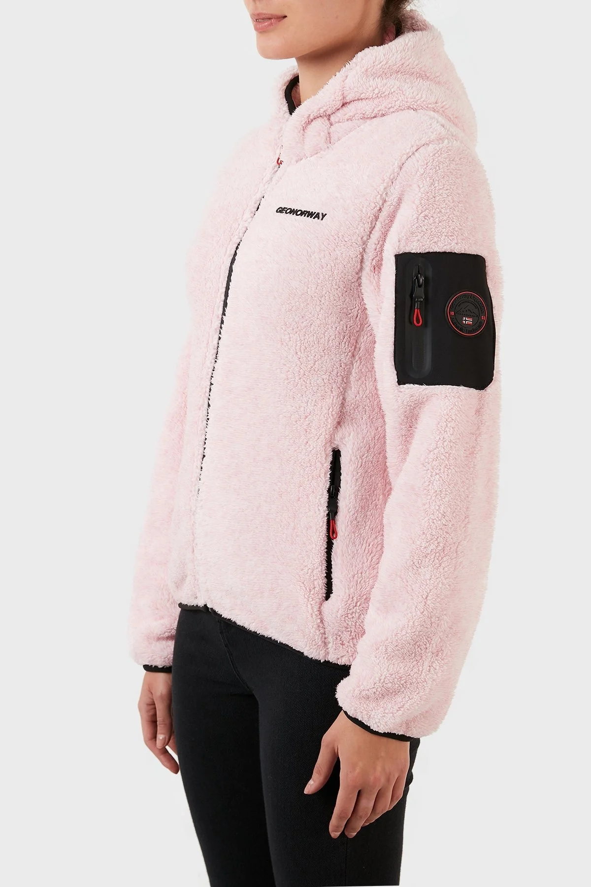 Norway Geographical Yumuşak Dokulu Soğuğa Dayanıklı Kapüşonlu Bayan Polar ULEBA PEMBE - 7