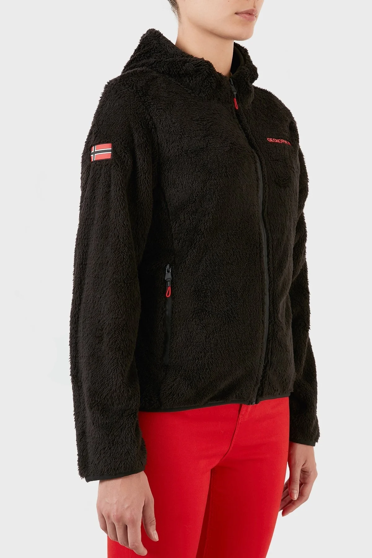 Norway Geographical Yumuşak Dokulu Soğuğa Dayanıklı Kapüşonlu Bayan Polar ULEBA SİYAH - 3