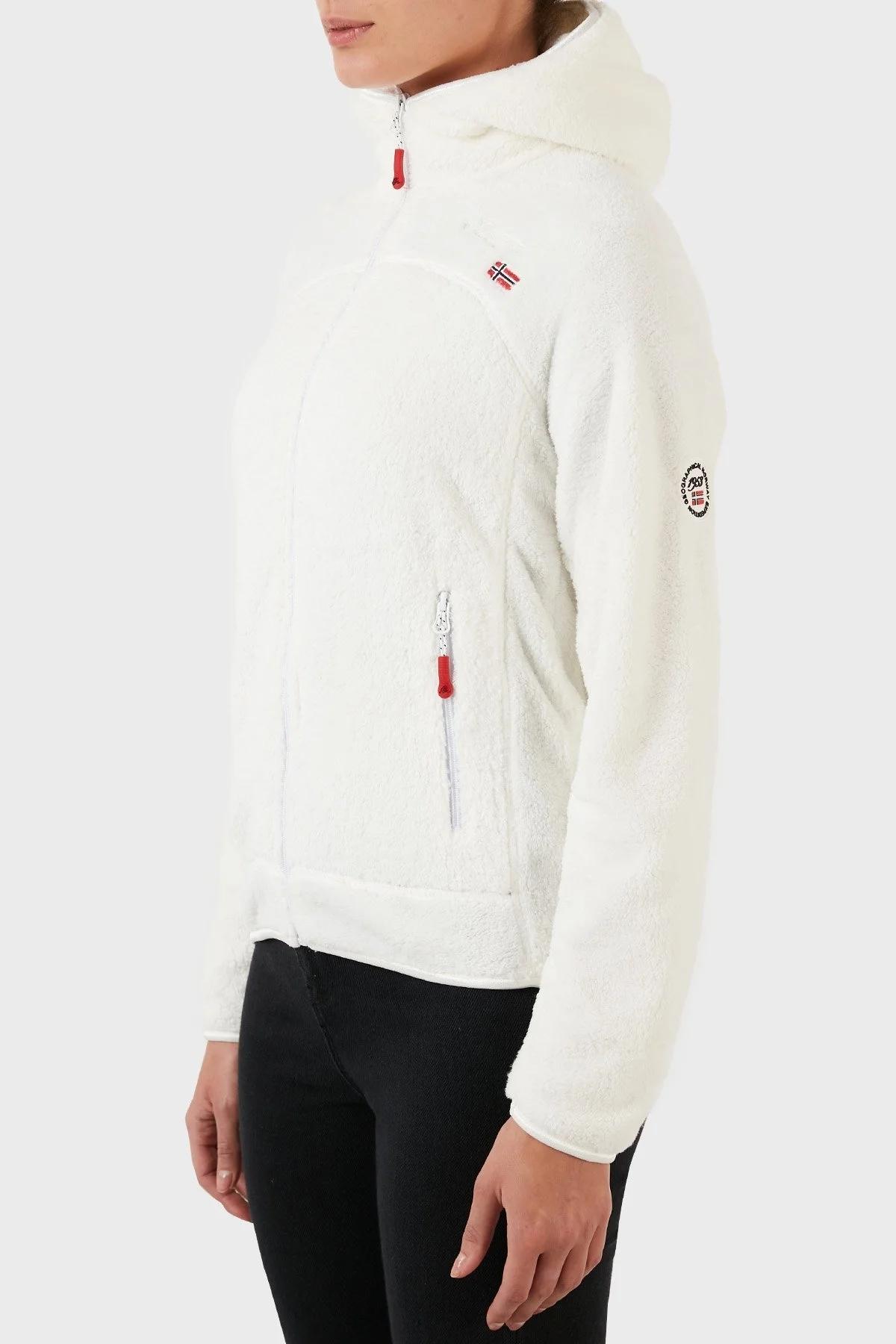 Norway Geographical Yumuşak Dokulu Soğuğa Dayanıklı Kapüşonlu Bayan Polar UPALOOD BEYAZ - 2