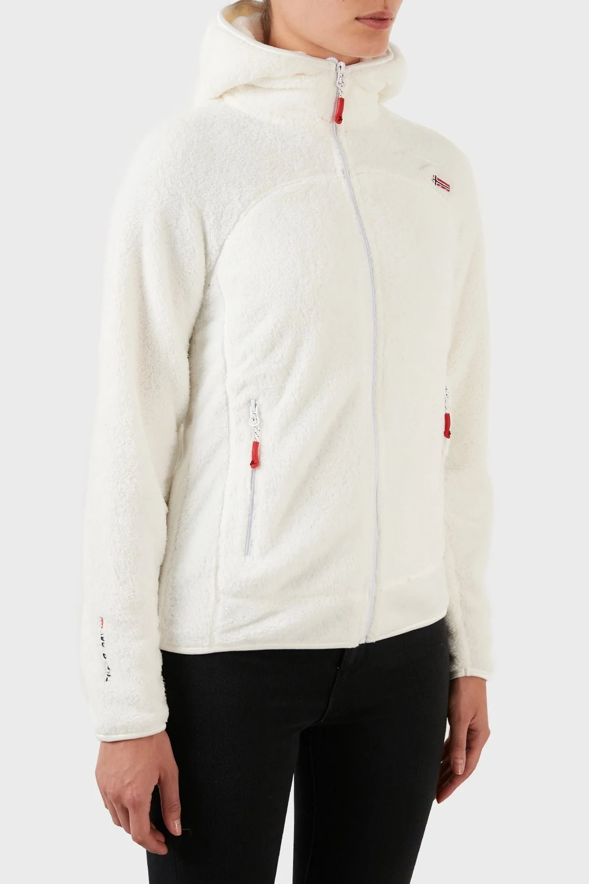 Norway Geographical Yumuşak Dokulu Soğuğa Dayanıklı Kapüşonlu Bayan Polar UPALOOD BEYAZ - 3