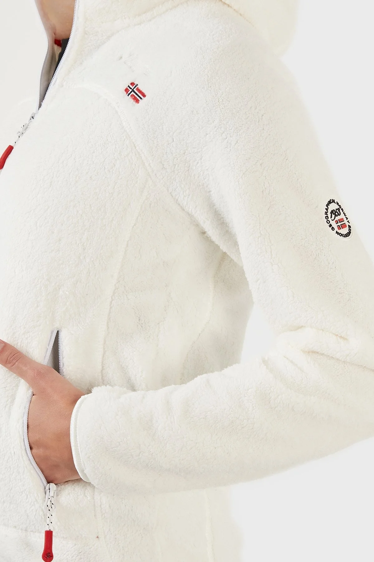 Norway Geographical Yumuşak Dokulu Soğuğa Dayanıklı Kapüşonlu Bayan Polar UPALOOD BEYAZ - 4