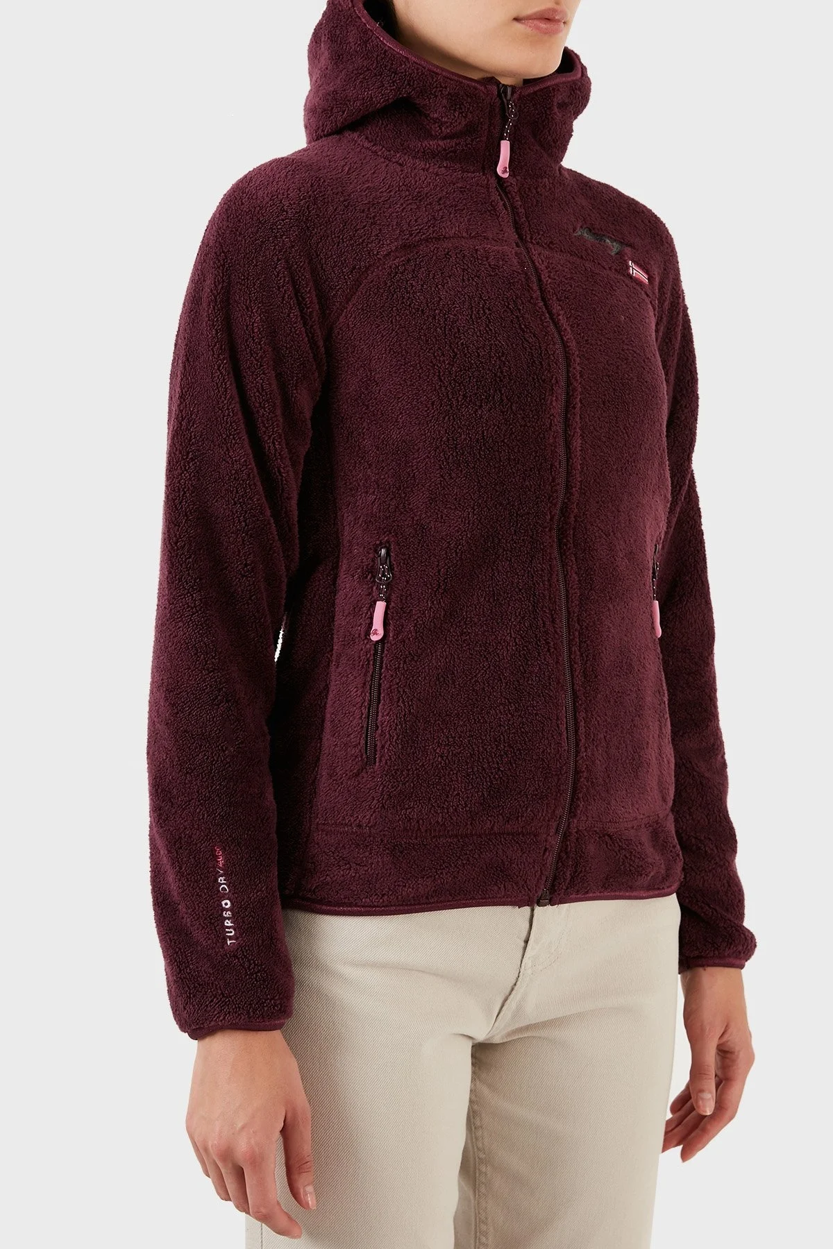 Norway Geographical Yumuşak Dokulu Soğuğa Dayanıklı Kapüşonlu Bayan Polar UPALOOD BORDO - 3