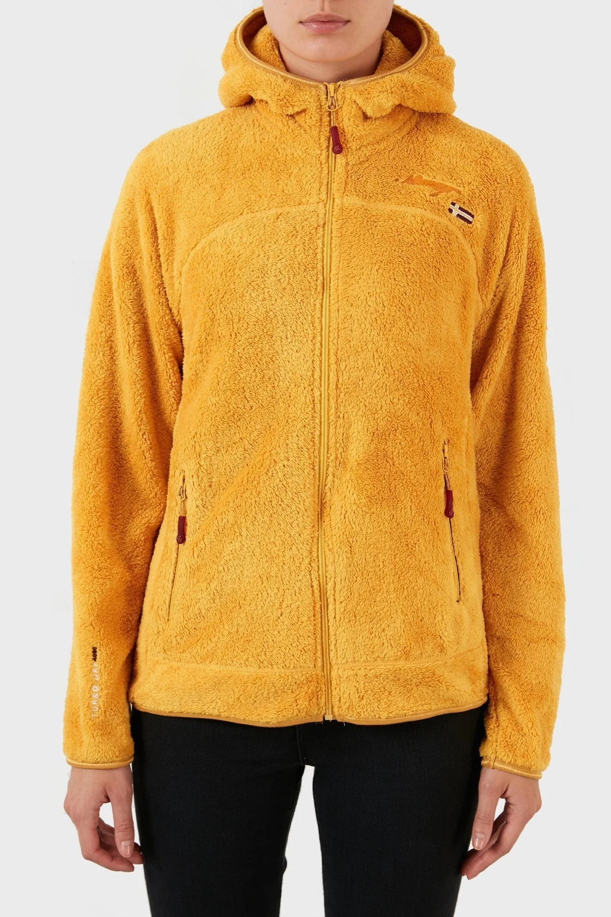 Norway Geographical Yumuşak Dokulu Soğuğa Dayanıklı Kapüşonlu Bayan Polar UPALOOD HARDAL - 1