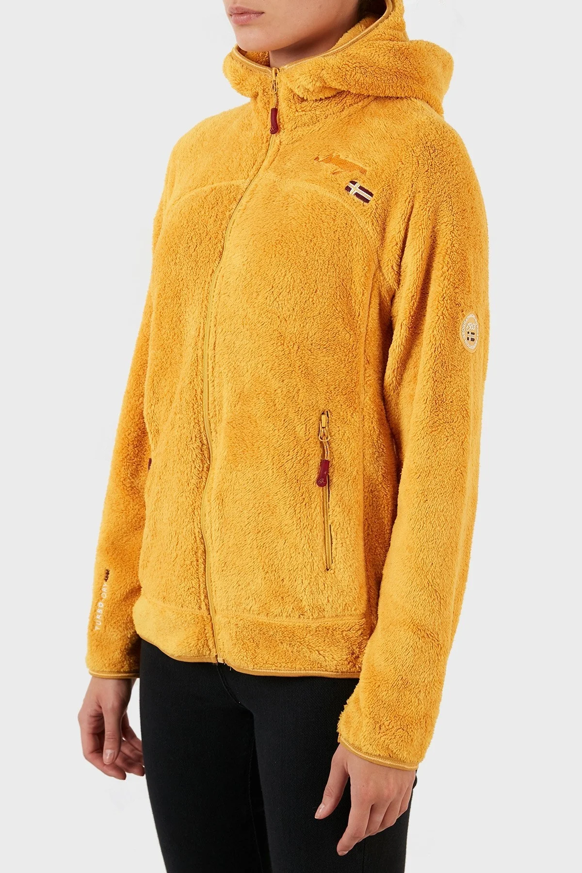 Norway Geographical Yumuşak Dokulu Soğuğa Dayanıklı Kapüşonlu Bayan Polar UPALOOD HARDAL - 2