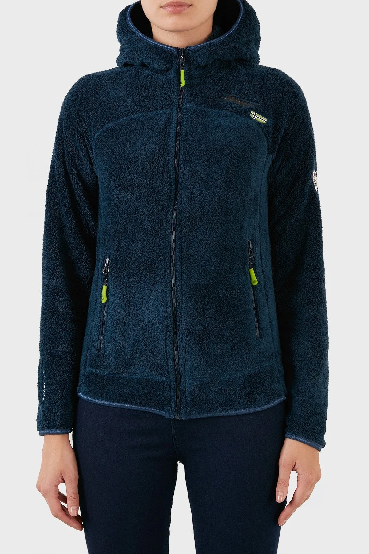 Norway Geographical Yumuşak Dokulu Soğuğa Dayanıklı Kapüşonlu Bayan Polar UPALOOD LACİVERT - 1