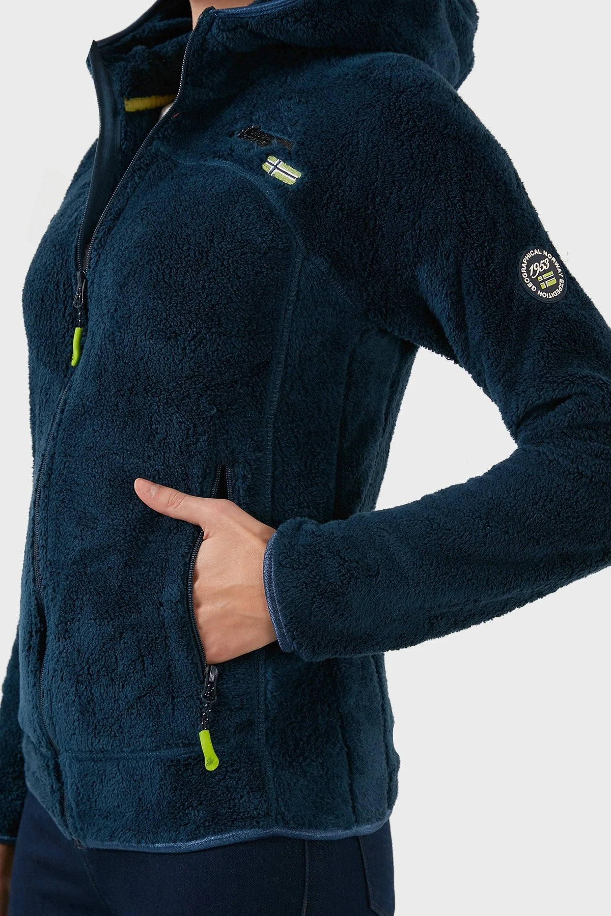 Norway Geographical Yumuşak Dokulu Soğuğa Dayanıklı Kapüşonlu Bayan Polar UPALOOD LACİVERT - 4
