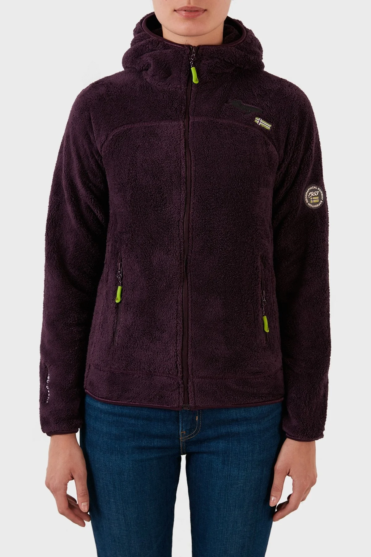 Norway Geographical Yumuşak Dokulu Soğuğa Dayanıklı Kapüşonlu Bayan Polar UPALOOD MOR - 1