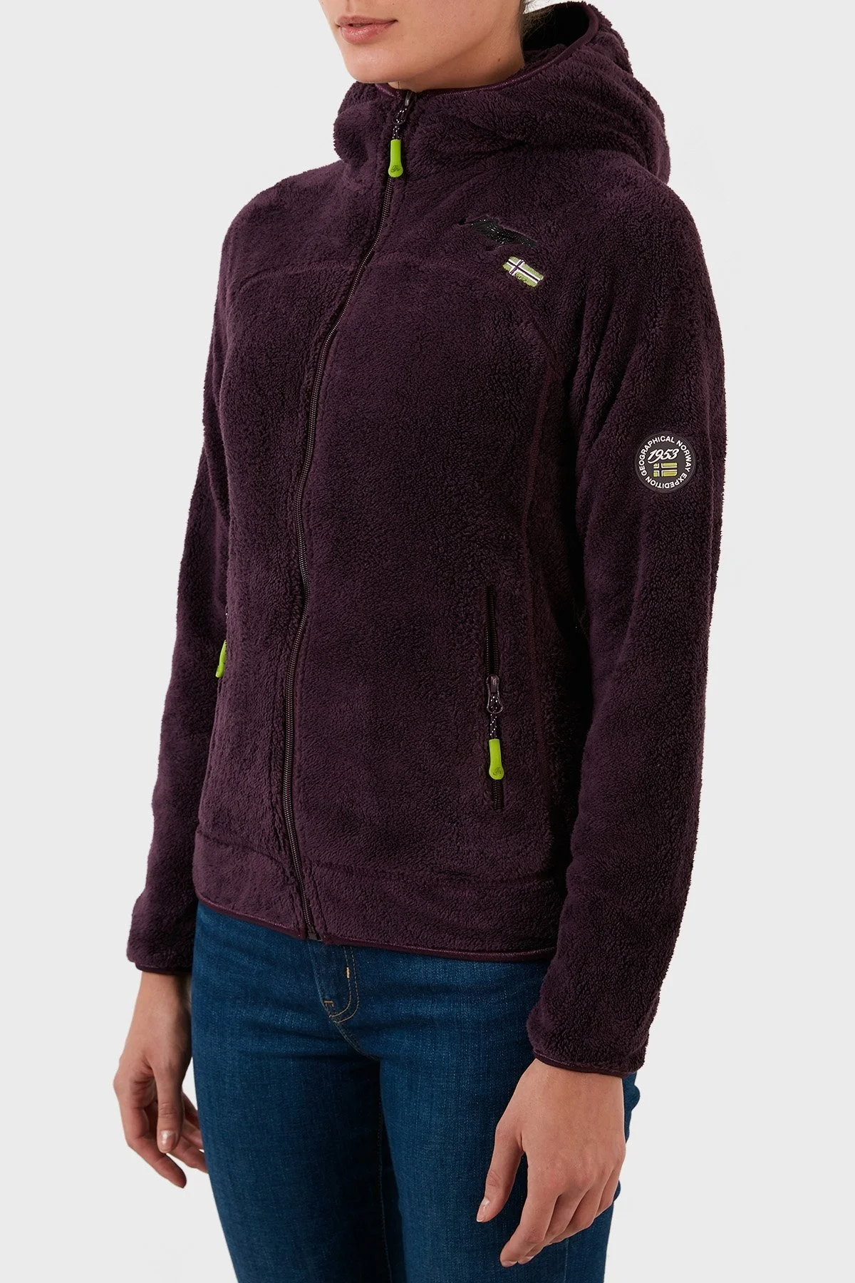 Norway Geographical Yumuşak Dokulu Soğuğa Dayanıklı Kapüşonlu Bayan Polar UPALOOD MOR - 2