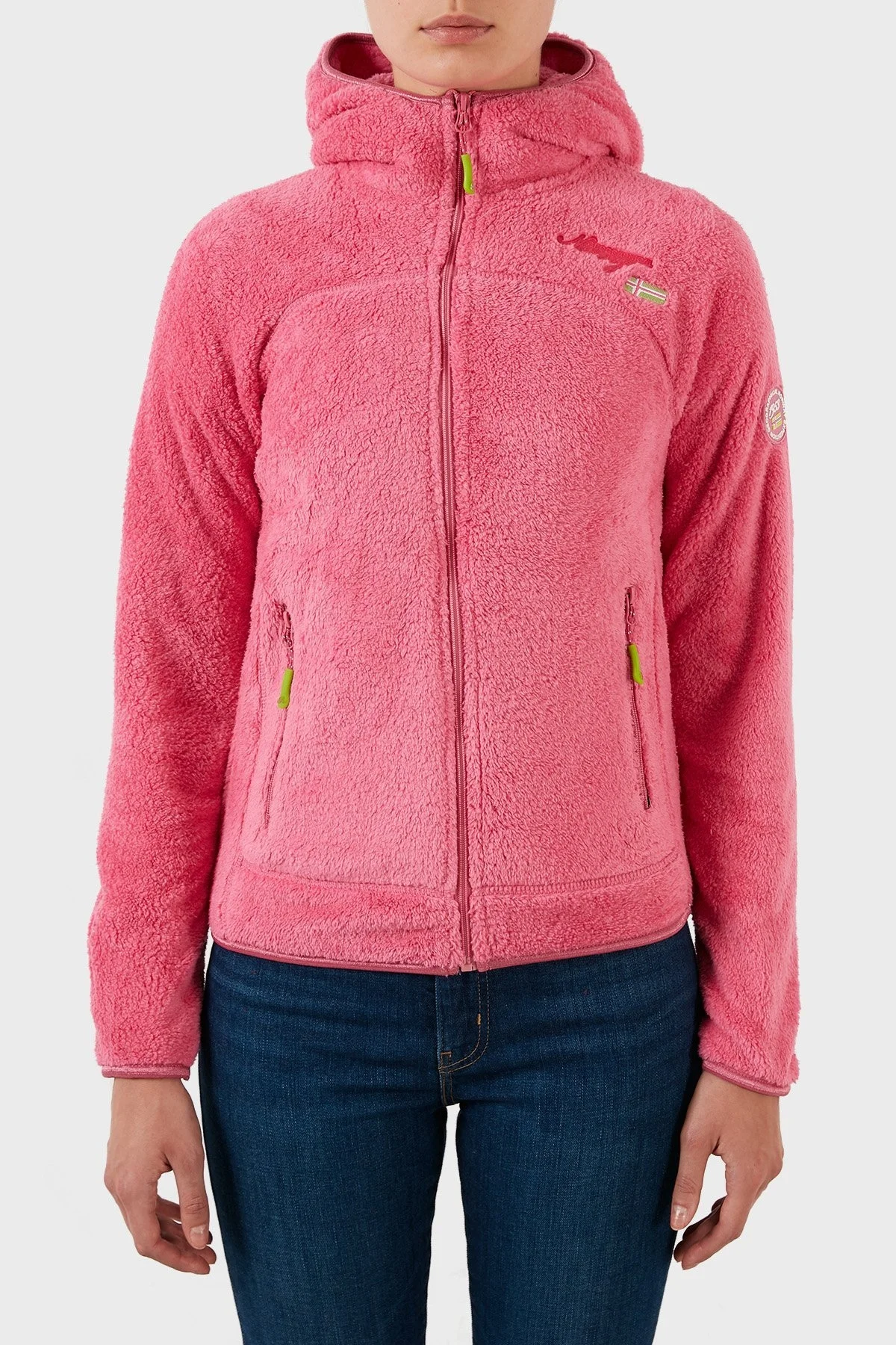 Norway Geographical Yumuşak Dokulu Soğuğa Dayanıklı Kapüşonlu Bayan Polar UPALOOD PEMBE - 1