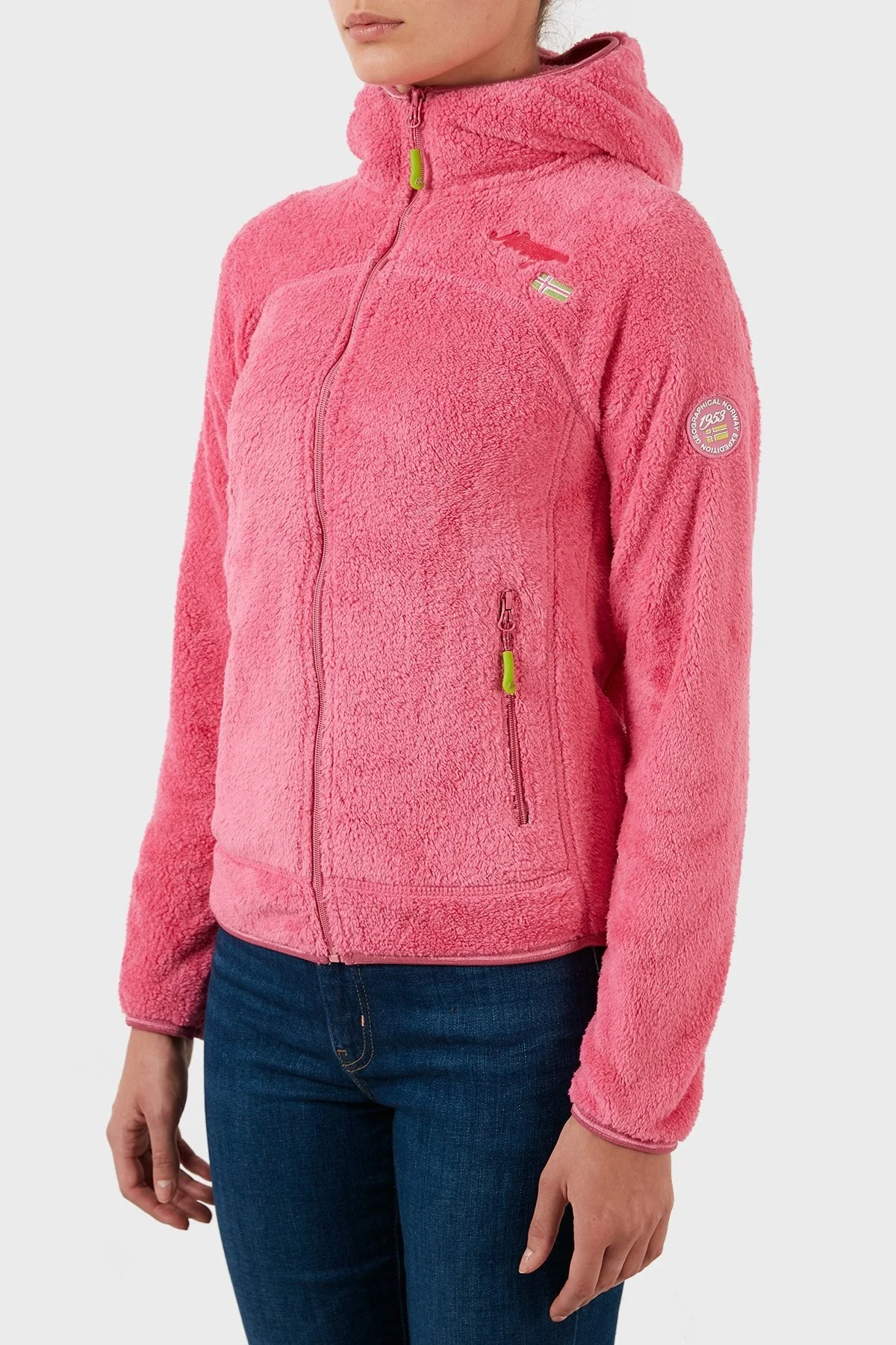 Norway Geographical Yumuşak Dokulu Soğuğa Dayanıklı Kapüşonlu Bayan Polar UPALOOD PEMBE - 2