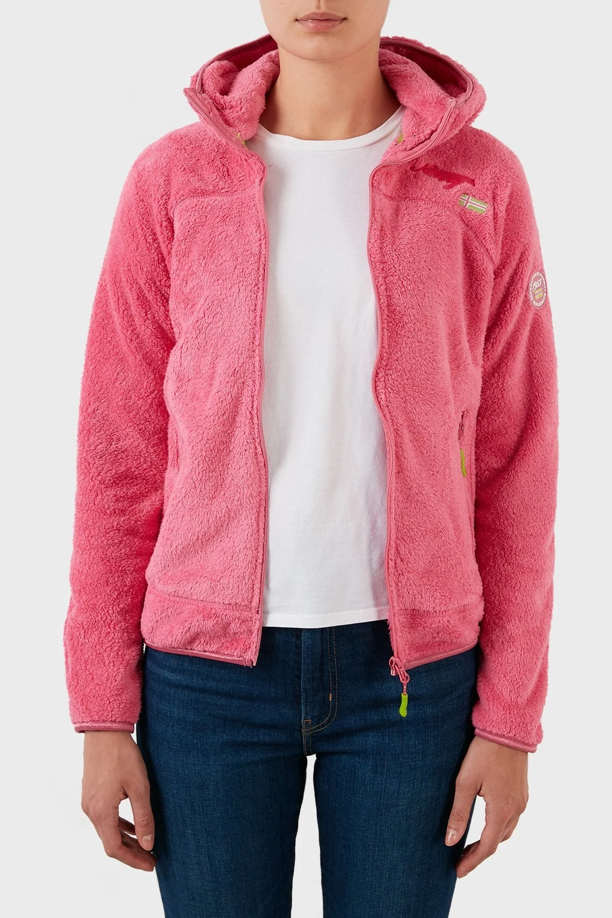 Norway Geographical Yumuşak Dokulu Soğuğa Dayanıklı Kapüşonlu Bayan Polar UPALOOD PEMBE - 4