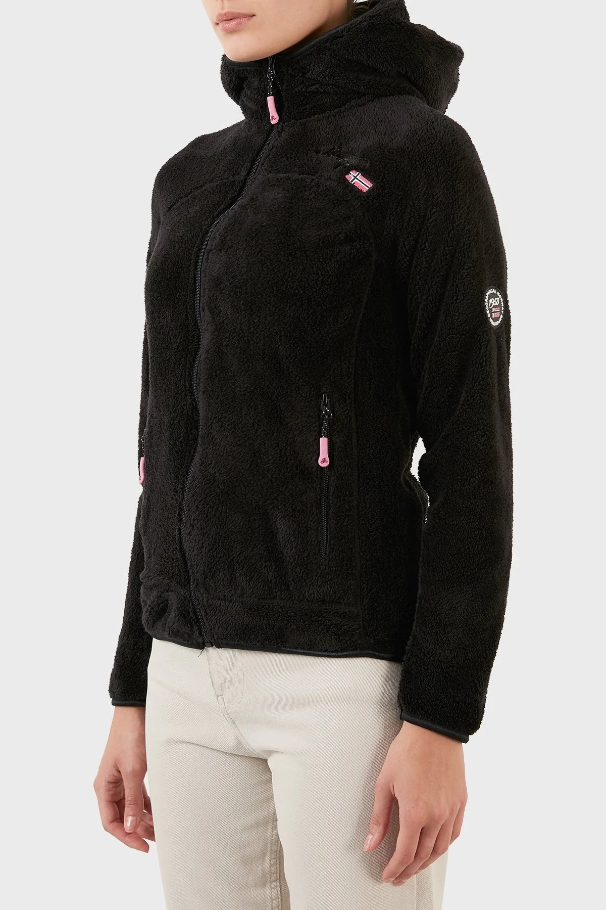 Norway Geographical Yumuşak Dokulu Soğuğa Dayanıklı Kapüşonlu Bayan Polar UPALOOD SİYAH - 2