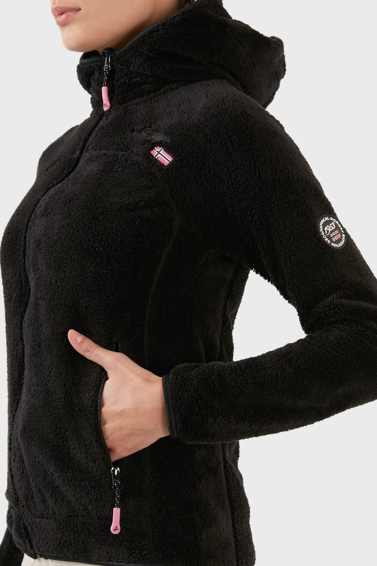 Norway Geographical Yumuşak Dokulu Soğuğa Dayanıklı Kapüşonlu Bayan Polar UPALOOD SİYAH - 4