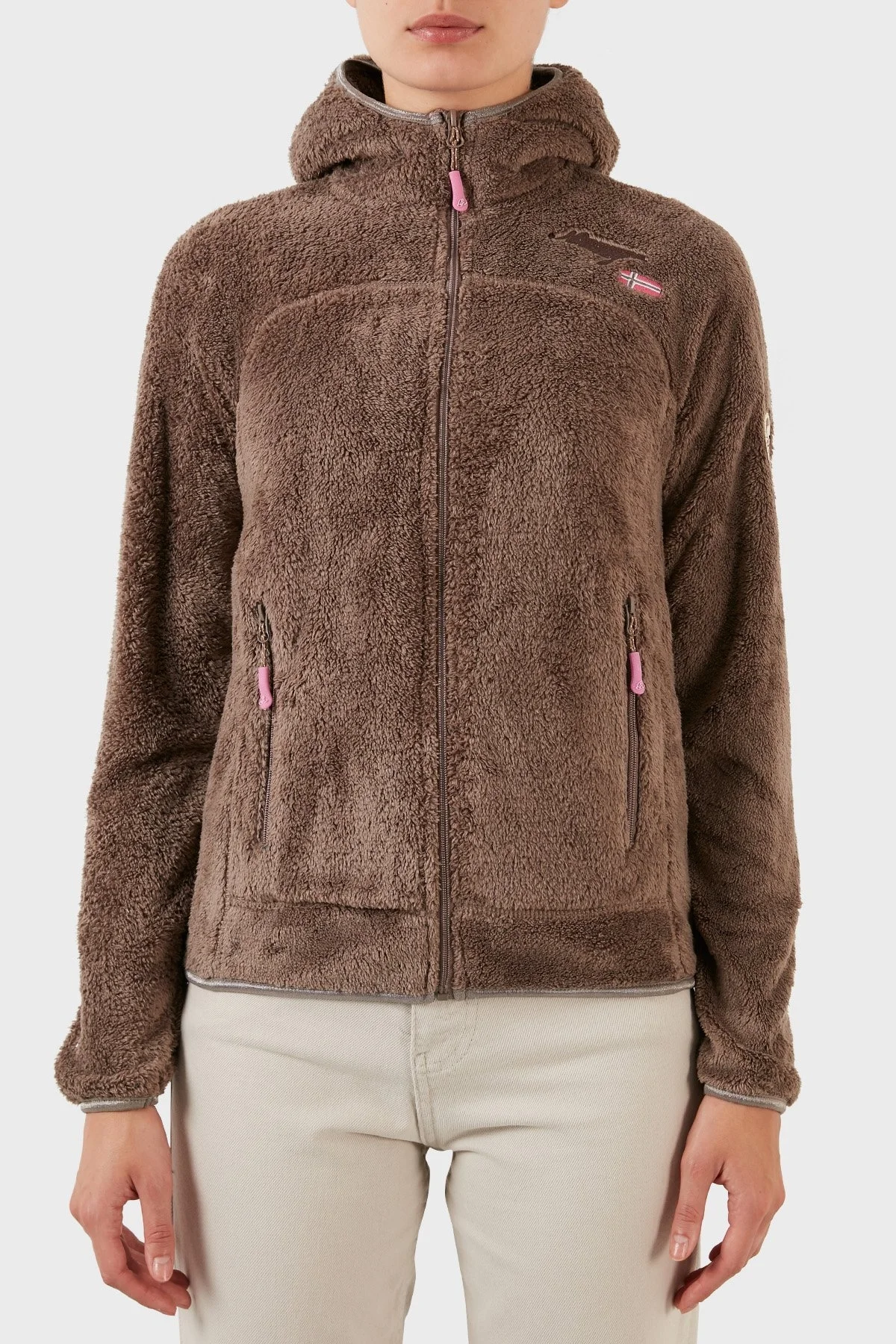 Norway Geographical Yumuşak Dokulu Soğuğa Dayanıklı Kapüşonlu Bayan Polar UPALOOD VİZON - 1