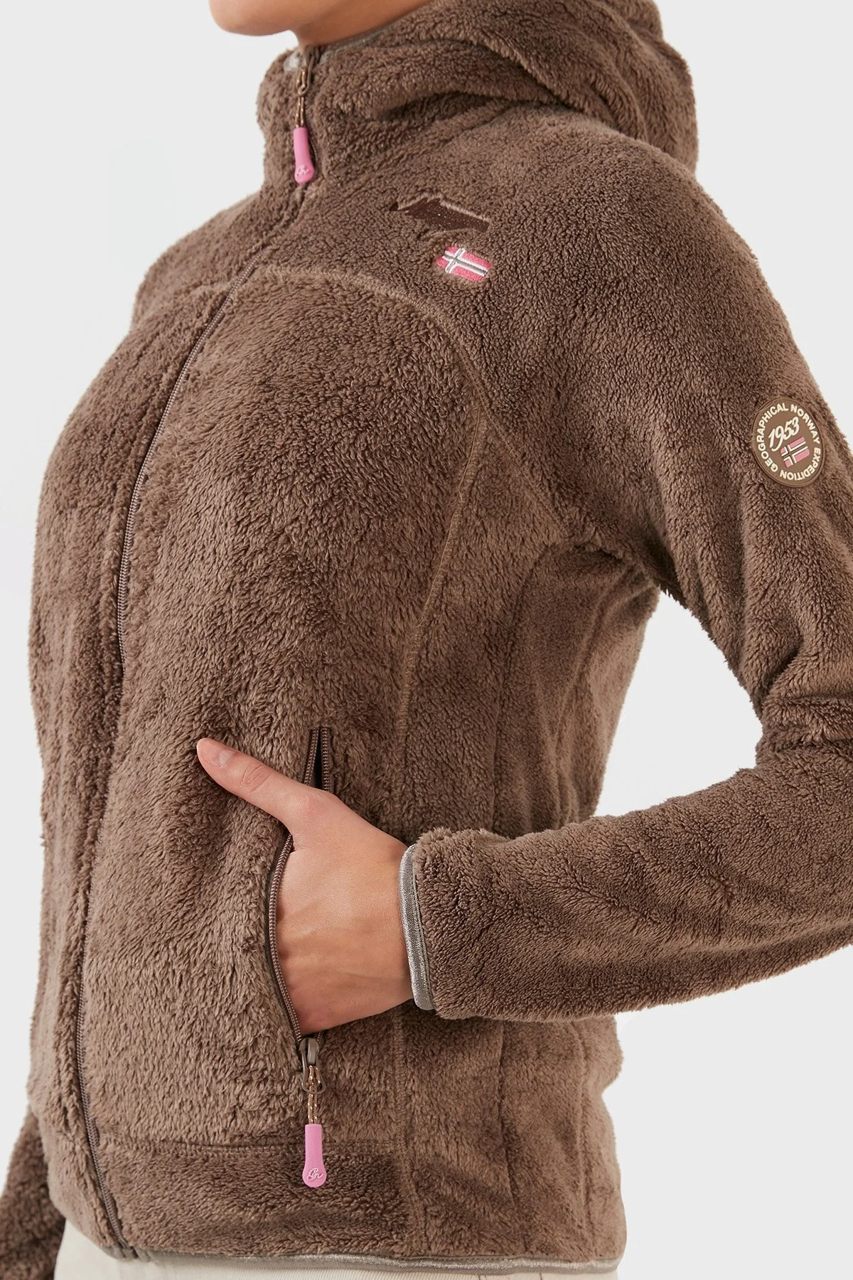 Norway Geographical Yumuşak Dokulu Soğuğa Dayanıklı Kapüşonlu Bayan Polar UPALOOD VİZON - 4