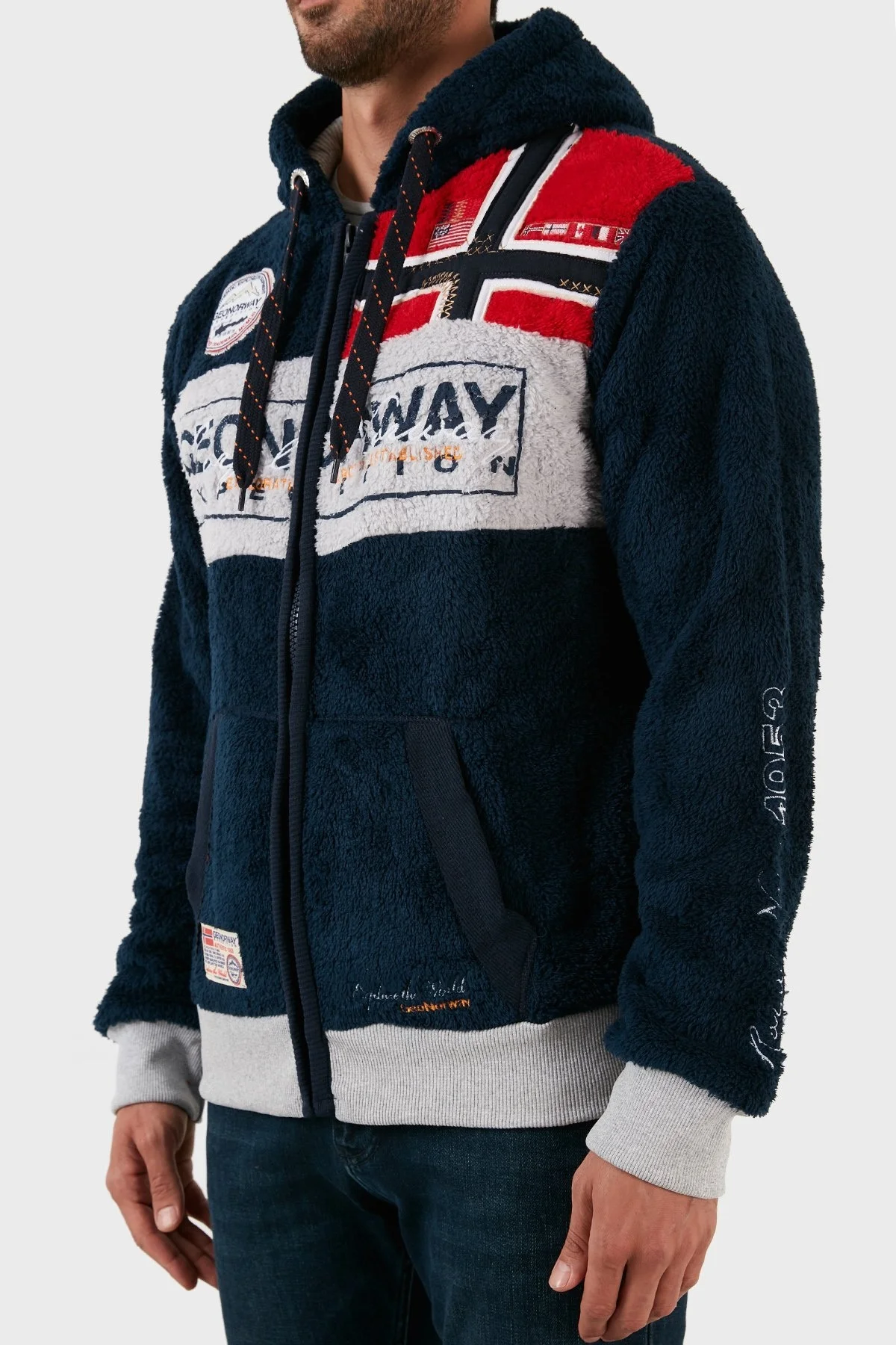 Norway Geographical Yumuşak Dokulu Soğuğa Dayanıklı Kapüşonlu Erkek Polar FLYER LACİVERT - 6