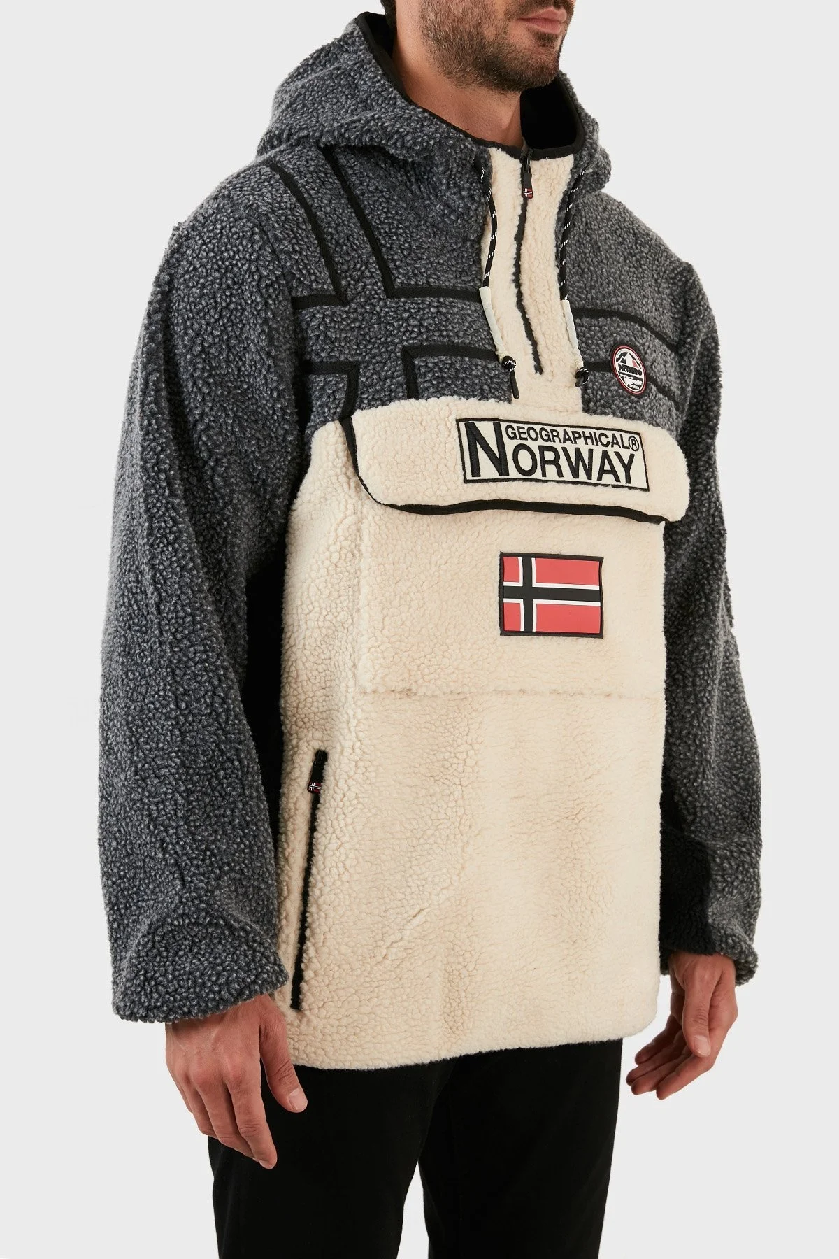 Norway Geographical Yumuşak Dokulu Soğuğa Dayanıklı Kapüşonlu Erkek Polar RIAKOLO EKRU - 3